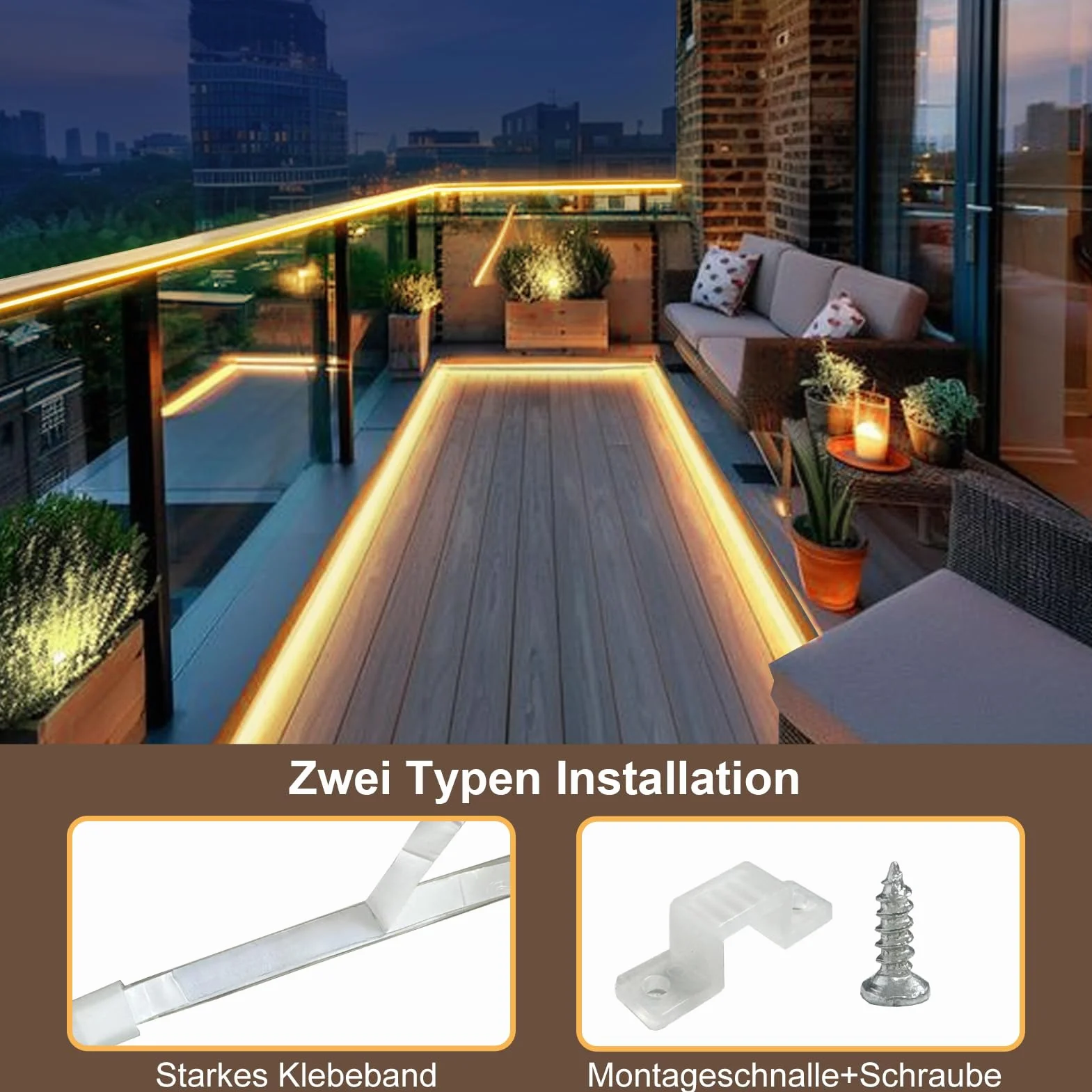 ZAIYW Zewnętrzna taśma solarna 10 m, wodoodporna IP68, 200 diod LED z pilotem zdalnego sterowania włączanie/wyłączanie, podwórko, dekoracja ogrodowa (ciepła biel)