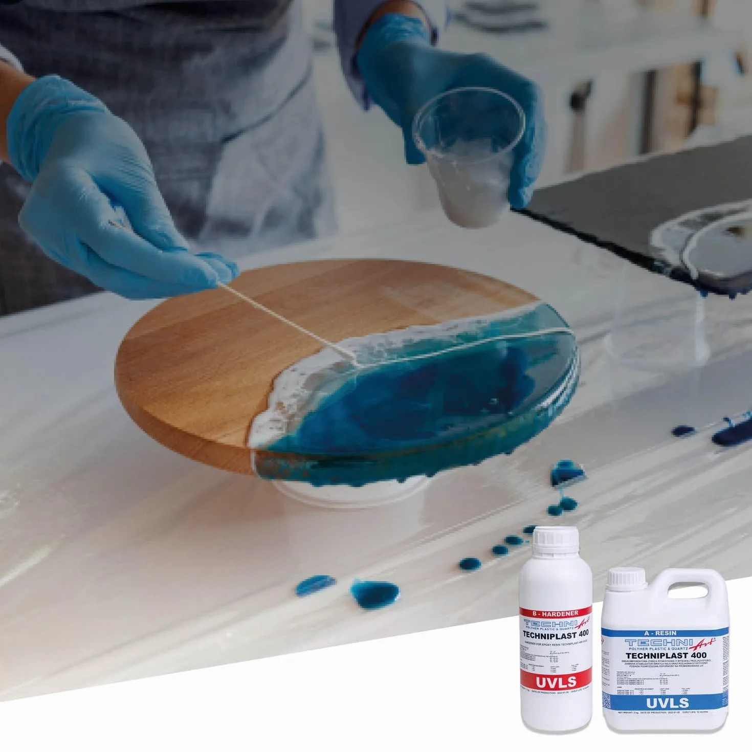 TECHNIPLAST 400 – Krystalicznie Przezroczysta Żywica Epoksydowa, ze zwiększoną odpornością na UV do Odlewów, Posadzek i Projektów Artystycznych – Zestaw 7,5 kg