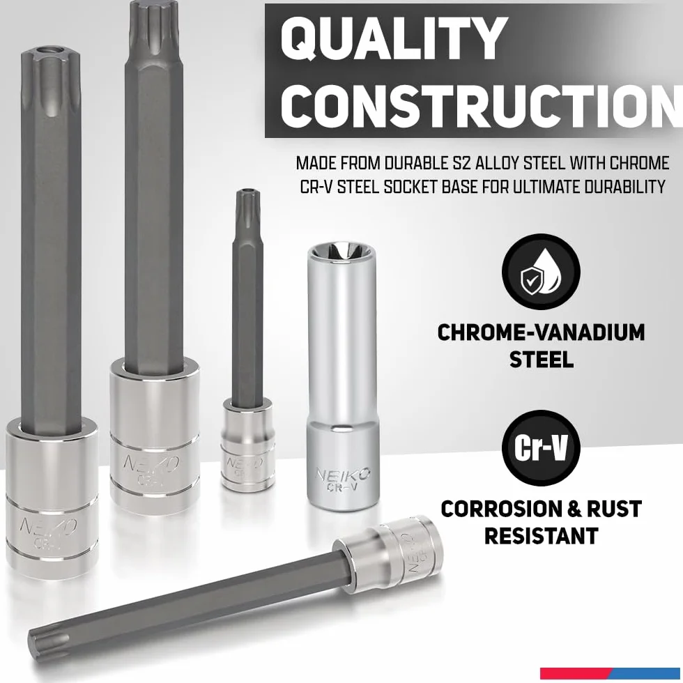Neiko Zestaw nasadek Torx i E, 10287A