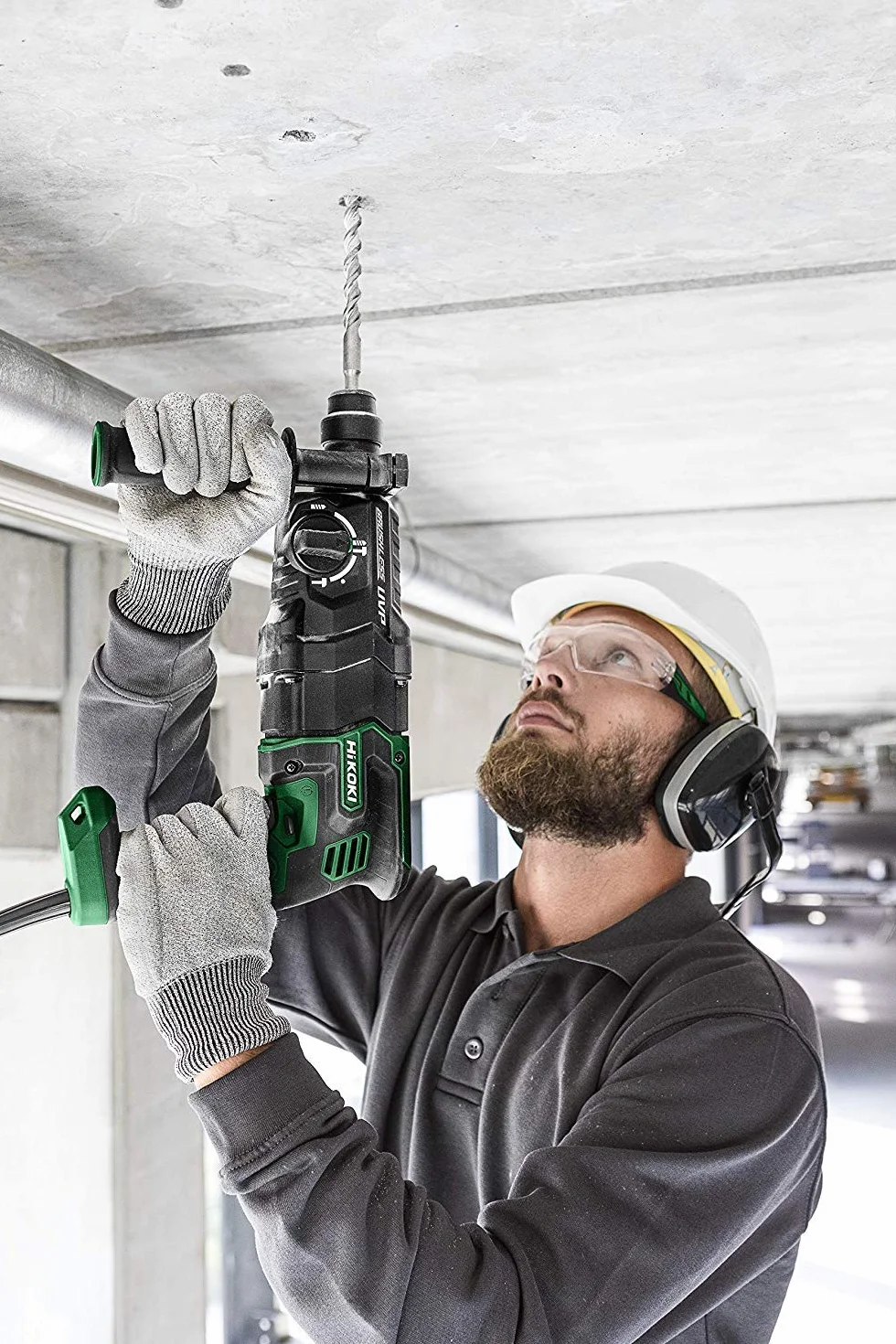 HiKOKI Bohr & Meißelhammer DH28PEC (900W, SDS-Plus, 4J, Elektronisches Bohrtiefenmanagement, RFC, Soft-touch, User Vibration Protection, Zubehör, im Transportkoffer)