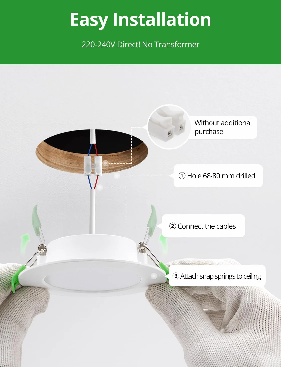 HOMEOW Zestaw 12 wpuszczanych reflektorów LED, bardzo płaski, otwór Φ75-90 mm, 220 V 5 W reflektor łazienkowy IP44, 4000 K, neutralne białe, wpuszczane reflektory sufitowe do kuchni, salonu