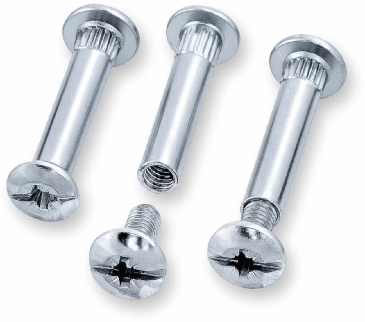 HEXATON Złącze meblowe M4 x 31-40 mm - 100 sztuk - Stal Niklowana - Złącze Śrubowe do Łączenia Mebli
