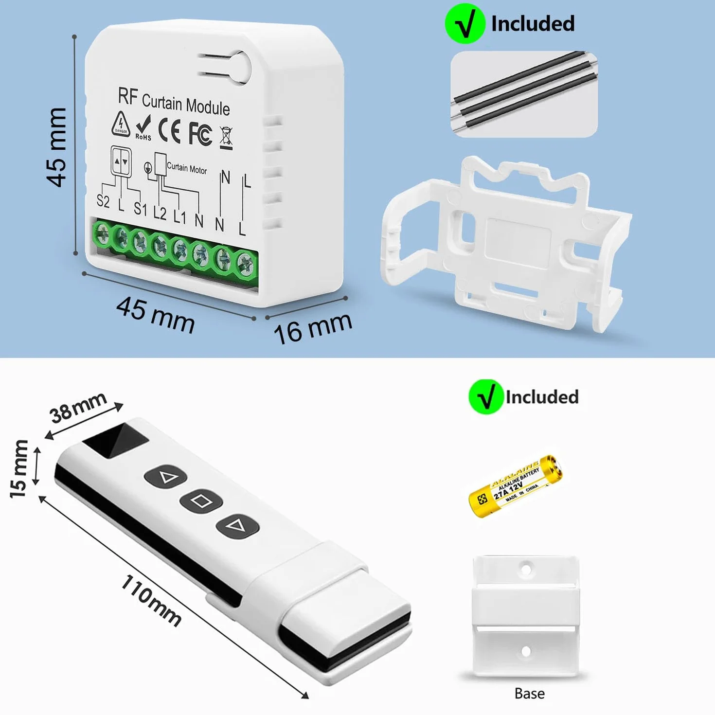 Bezprzewodowy moduł przełącznika rolet AC 220V 230V, nadajnik radiowy, zasięg 100m