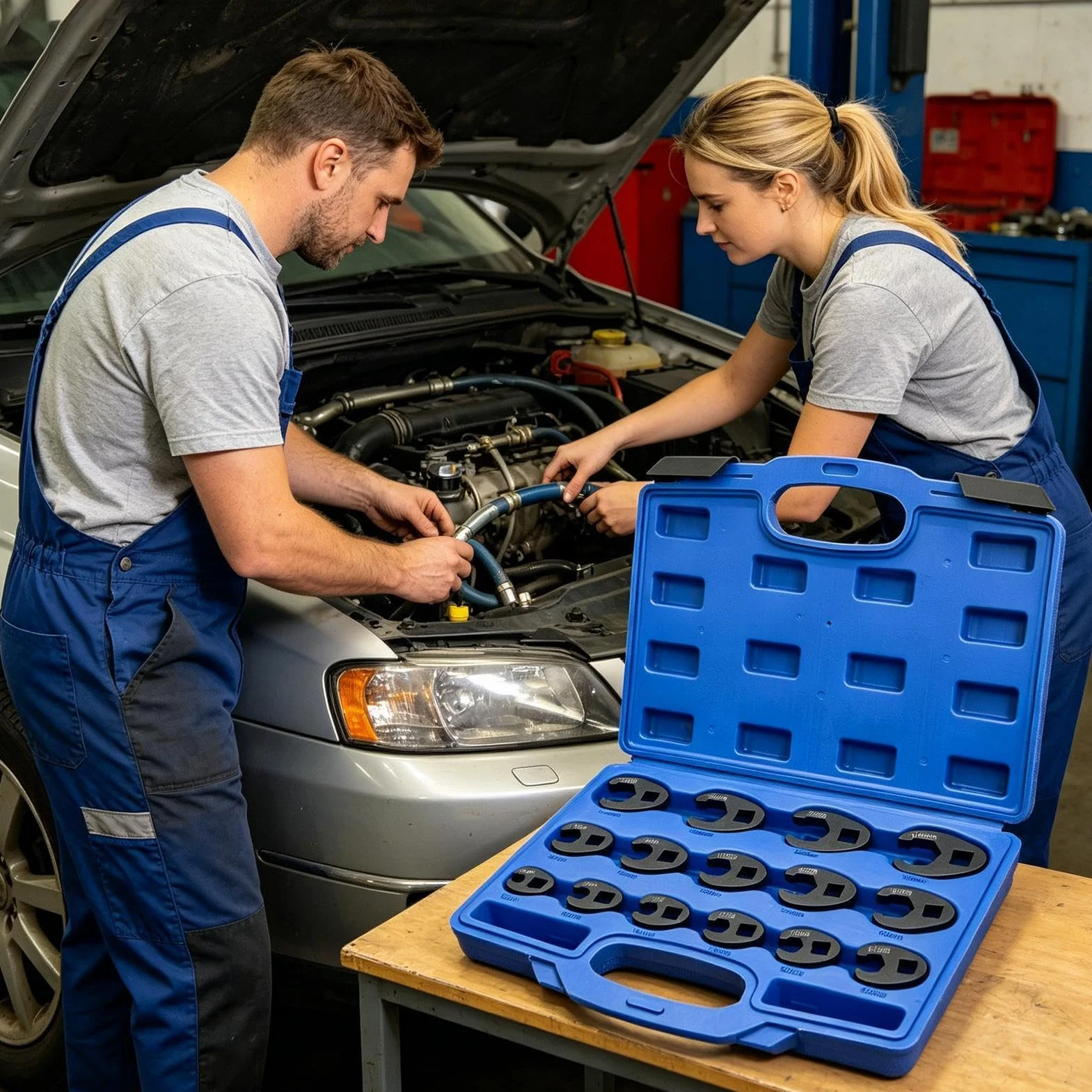 Klucz Crowfoot 15-Częściowy Zestaw Narzędzi Naprawczych ze Stali | Zestaw Metalowych Kluczy Do Nakrętek Kielichowych do nakrętek kielichowych 8-24 mm mechanika samochodowa warsztaty