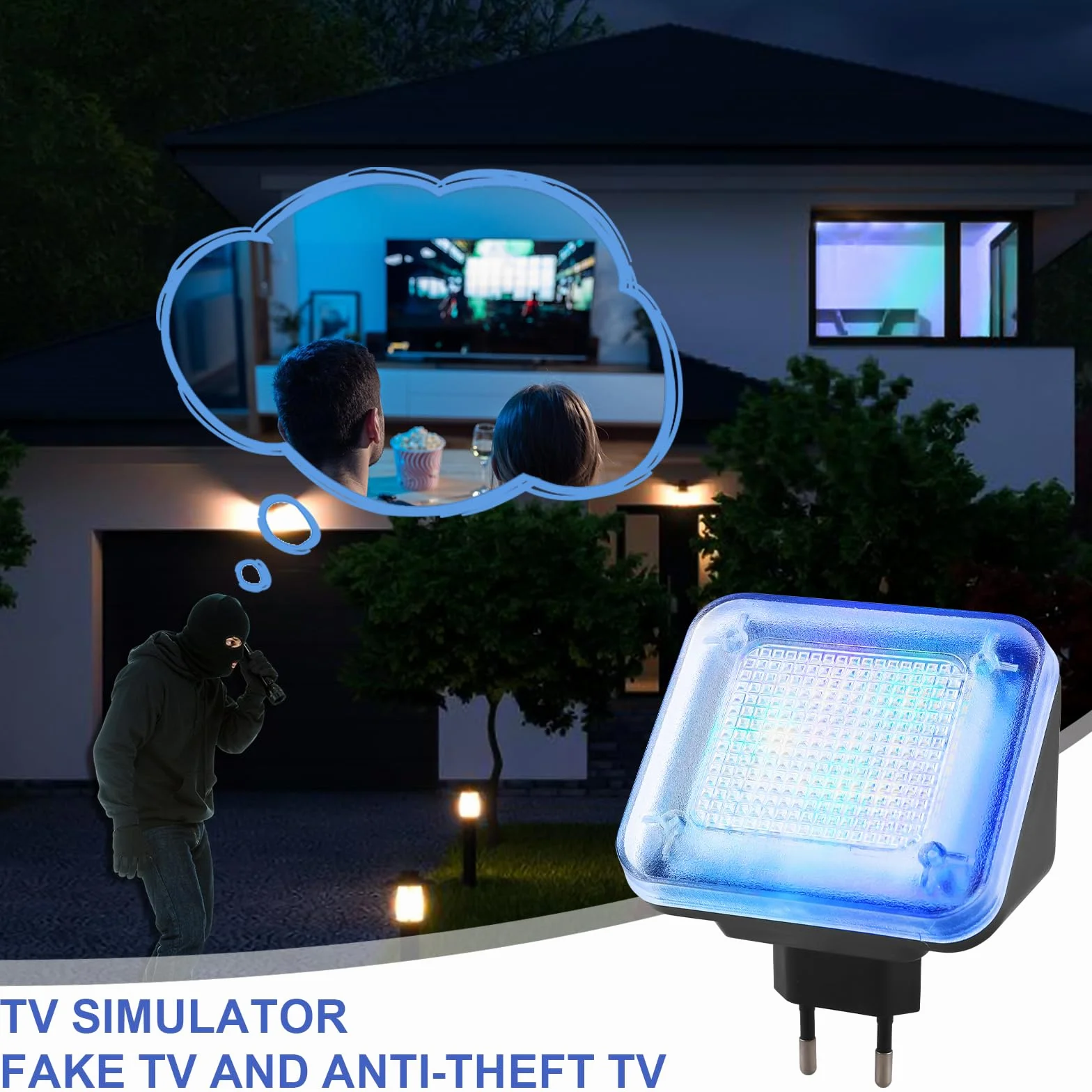 GAOUTOSymulator TV LED: symulator z 12 diodami LED i 3 programami do wyboru, regulowany czas pracy 1/4 h/7 h