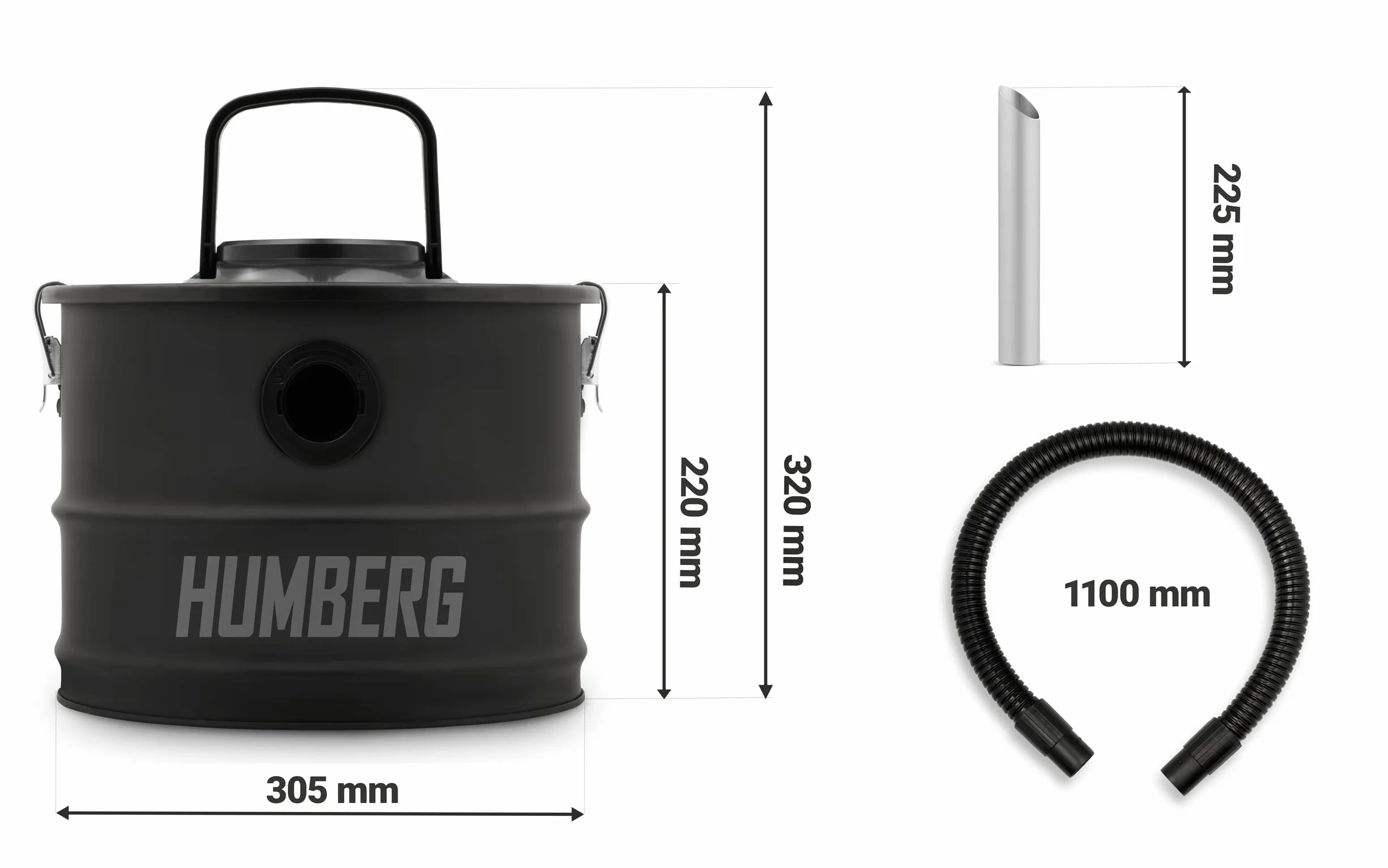 Odkurzacz przemysłowy Humberg 15L 1200W HM-404 Odkurzacz na sucho do popiołu i gruzu Bezworkowy