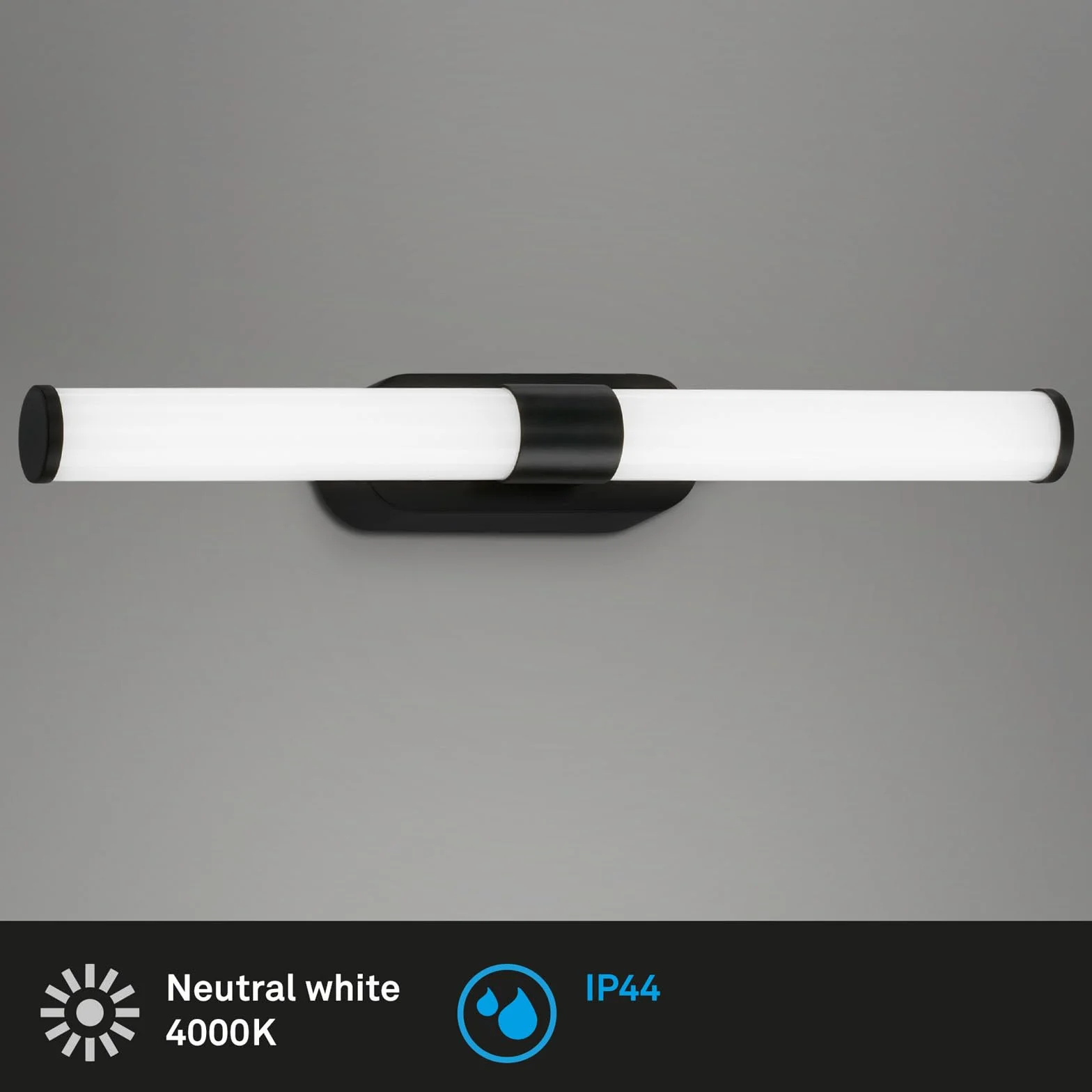 BRILONER - Lampa LED do lustra łazienkowego, lampa łazienkowa, lampa ścienna, IP44, neutralny biały kolor światła, 7 W, czarny, 40 cm