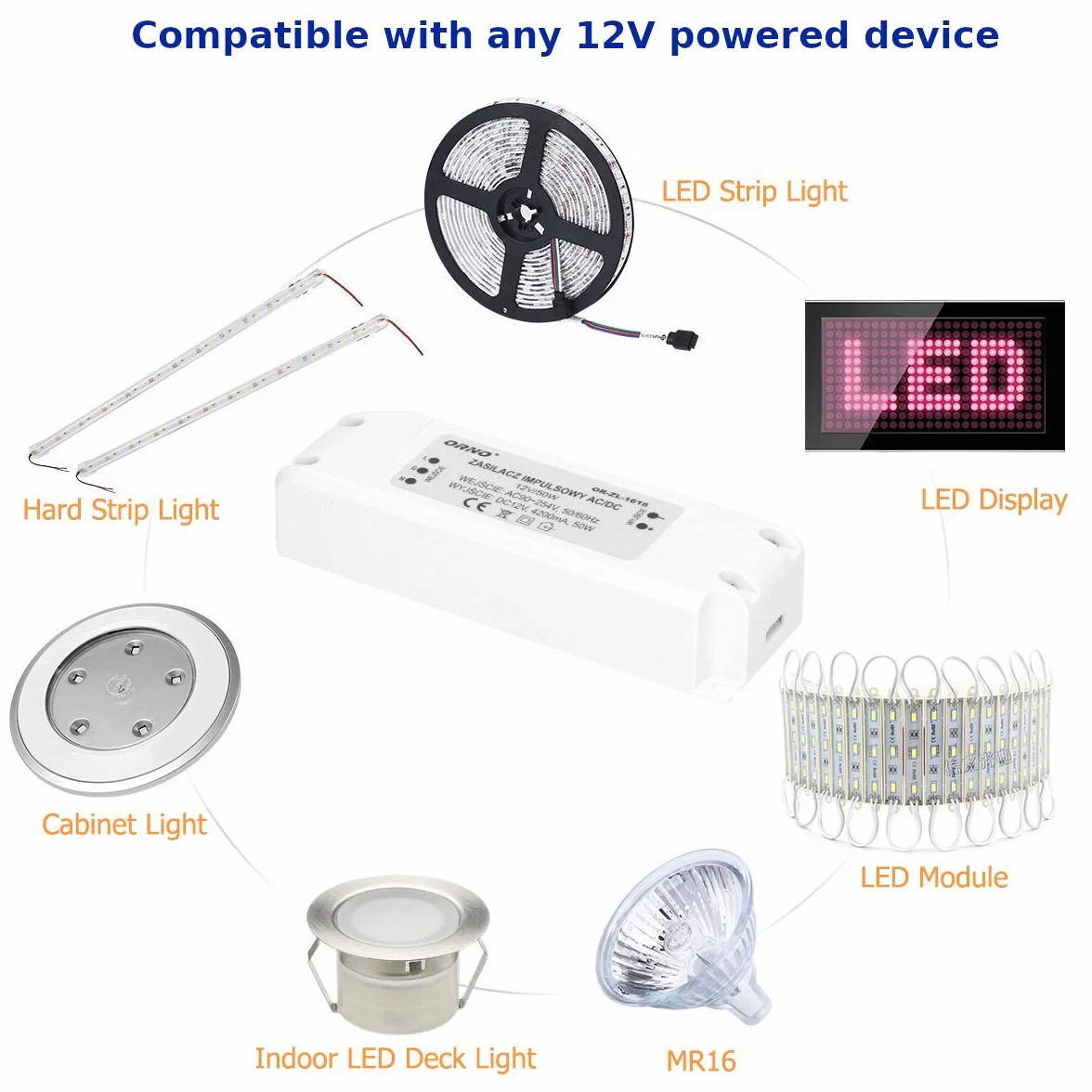 ORNO ZL-1616 Zasilacz do LED 12VDC 50W, IP20
