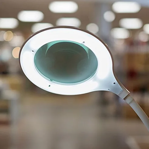 SEMPLIX Lampa stołowa LED 60 diod, duża lupa z prawdziwego szkła, 4-krotne ściemnianie
