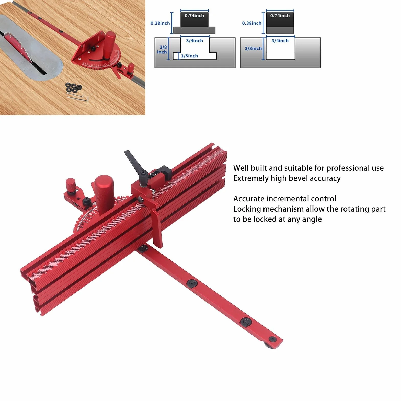 Ukośny pomiar do stołu decent miter skośne ogrodzenie pomiarowe z ogranicznikiem krańcowym, dokładny pomiar ukośny do stołu, do szyny T Accessoires pour scie sur table