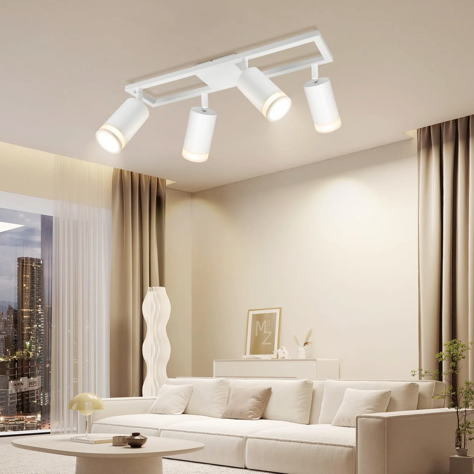 Lampa sufitowa LED 4-punktowa podwójna obrotowa GU10 biała do kuchni salonu