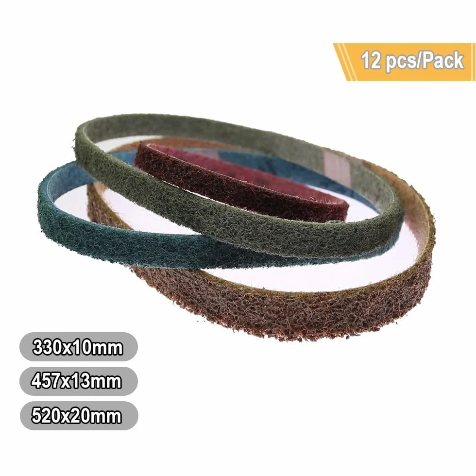 Taśmy Szlifierskie Z Tlenku Glinu, 12 Szt. Ścierne Włókniny Nylonowej, Zestaw Do Metalu I - O Ziarnistości Od Grubej Drobnej(Red,520x20mm)
