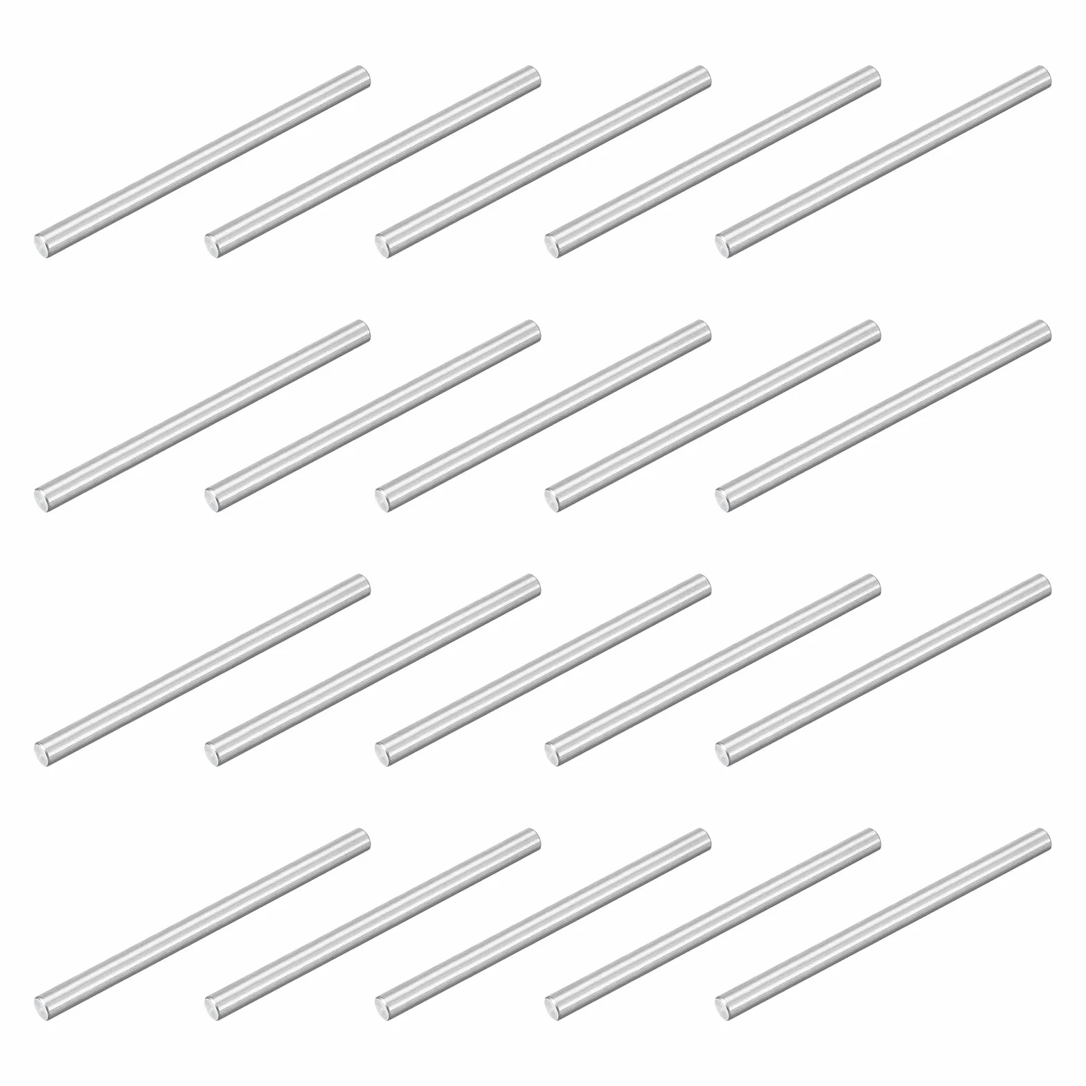 QUARKZMAN 20 szt. M3 x 45 mm 304 trzpień centrujący ze stali nierdzewnej, cylindryczny trzpień wspornikowy równoległy do produkcji mechanicznej, przemysłu, montażu mebli, srebrny