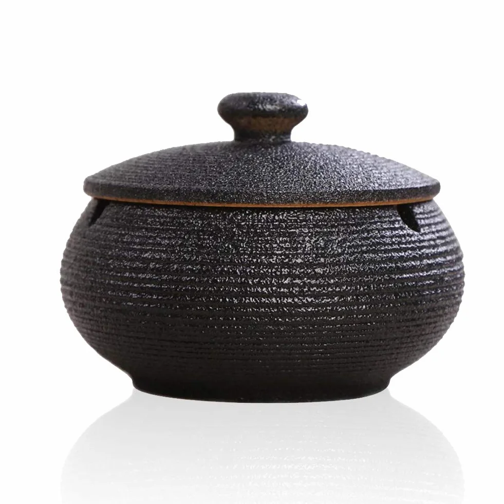 Lependor Ceramiczna popielniczka z pokrywkami wiatroszczelna na papierosy do użytku wewnątrz i na zewnątrz