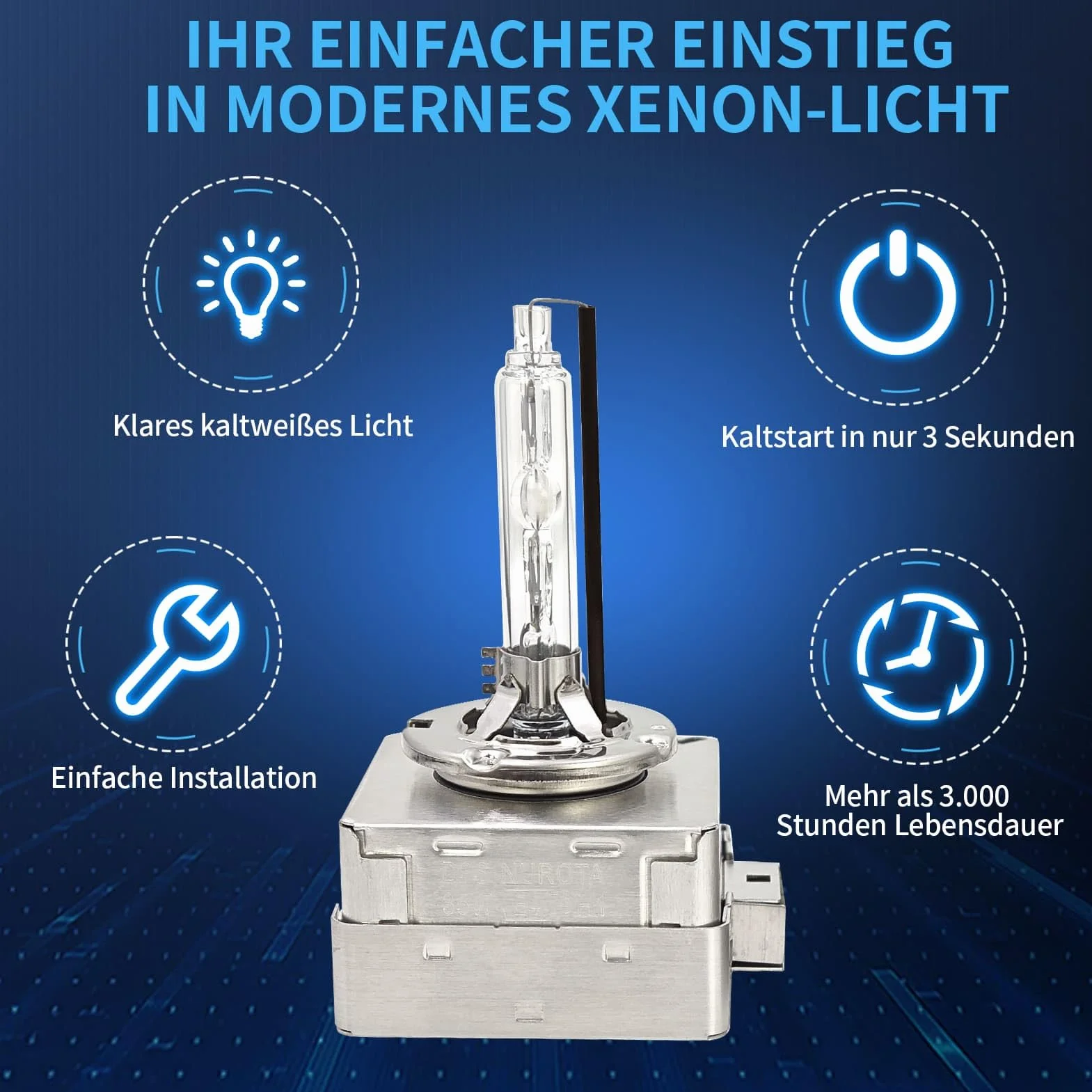 D3S Xenon Brenner 6000K Weiß - KI-Chip D3S Scheinwerferlampe mit Zulassung - Bixenon Auto lampe 12V 40W Xenon scheinwerfer