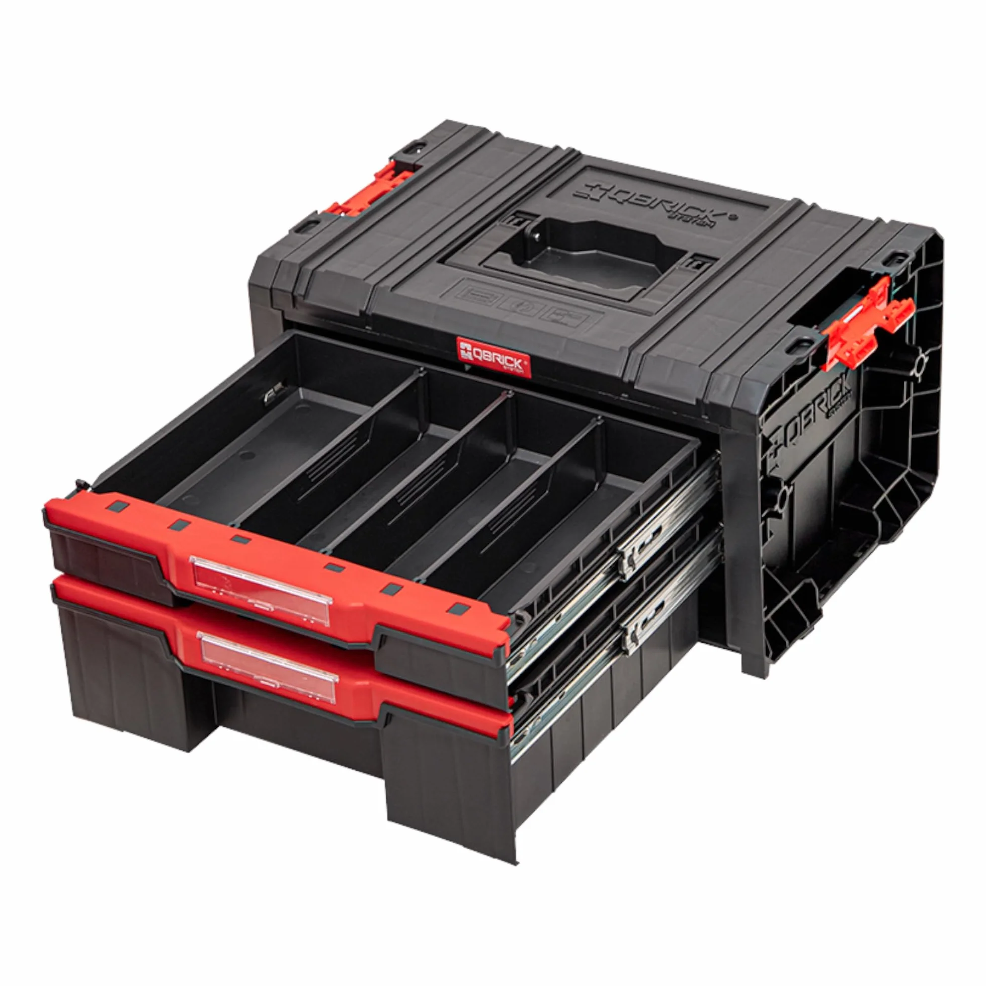 Qbrick Szafa narzędziowa z szufladami – 45 x 32 x 24,5 cm PRO Drawer 2 modułowa skrzynka na narzędzia z 2 szufladami