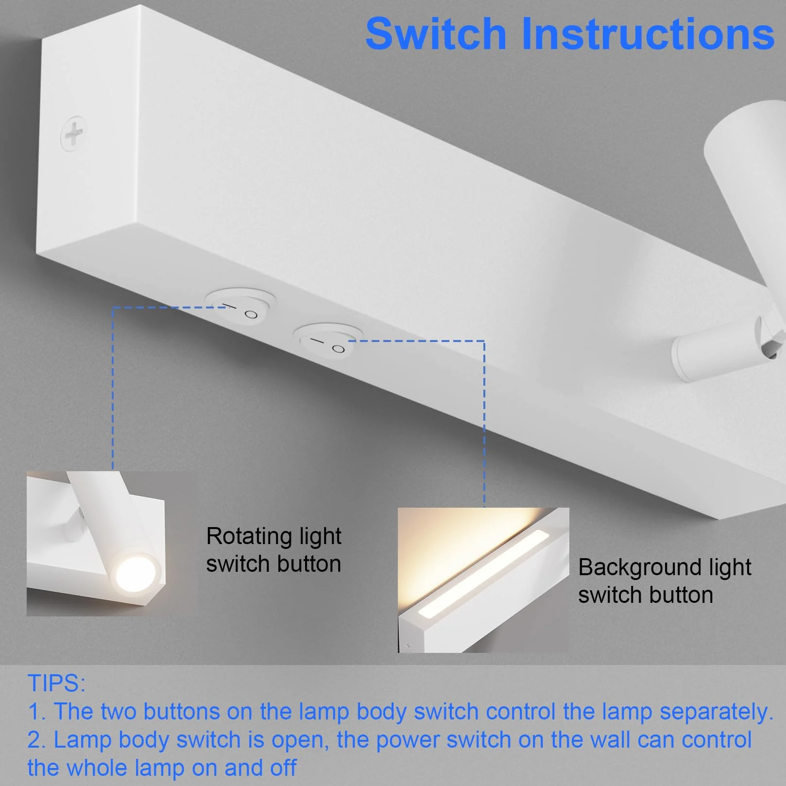 Klighten Lampa ścienna LED 2-punktowa 3W+3W 3000K obracana 330° regulowana 60° aluminium ciepła biel