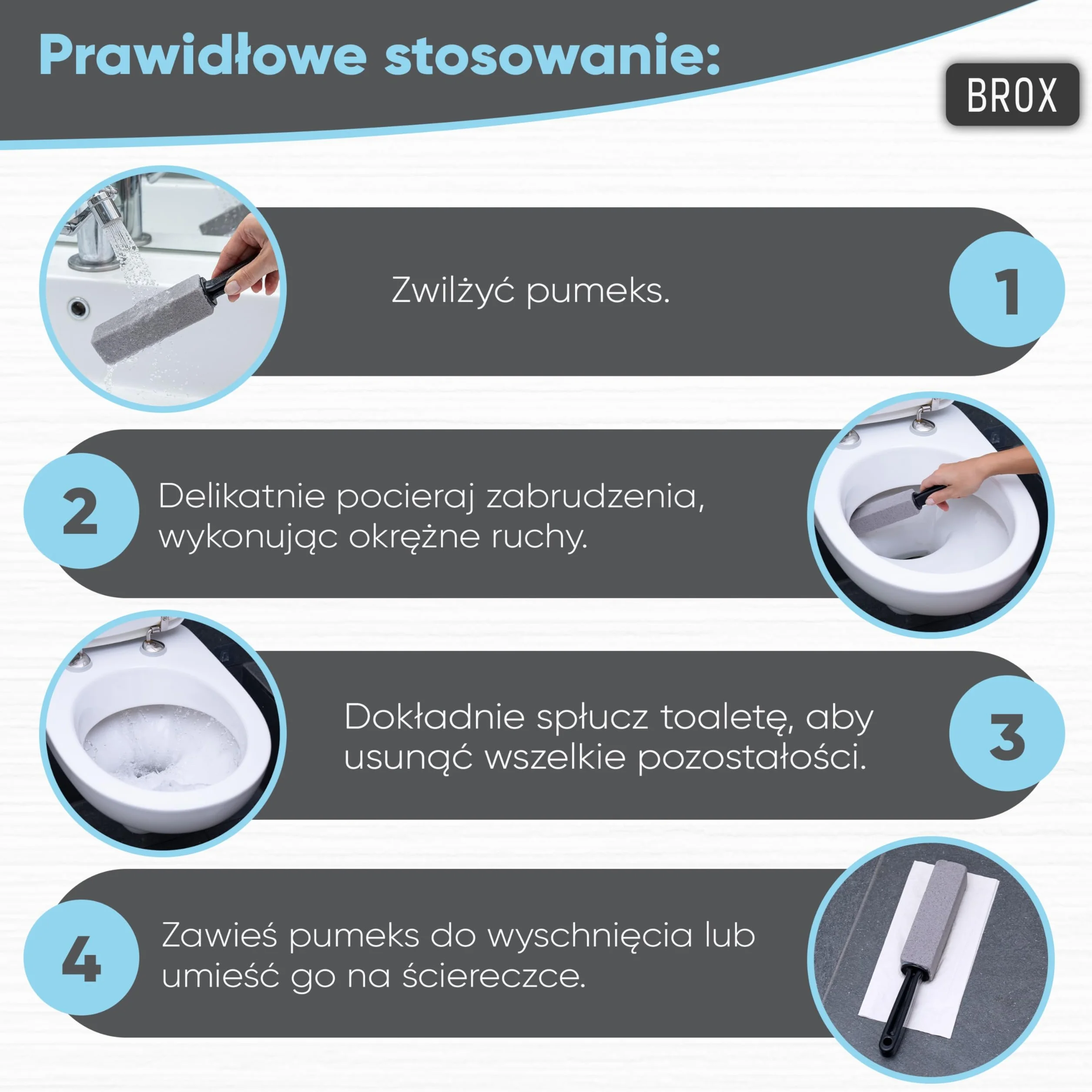 BROX® Bimsstein WC 3 sztuki – Środek do czyszczenia toalet przy uporczywym kamieniu moczowym i osadzie wapiennym – Kamień pumeksowy do toalety – Kamień do skutecznego czyszczenia