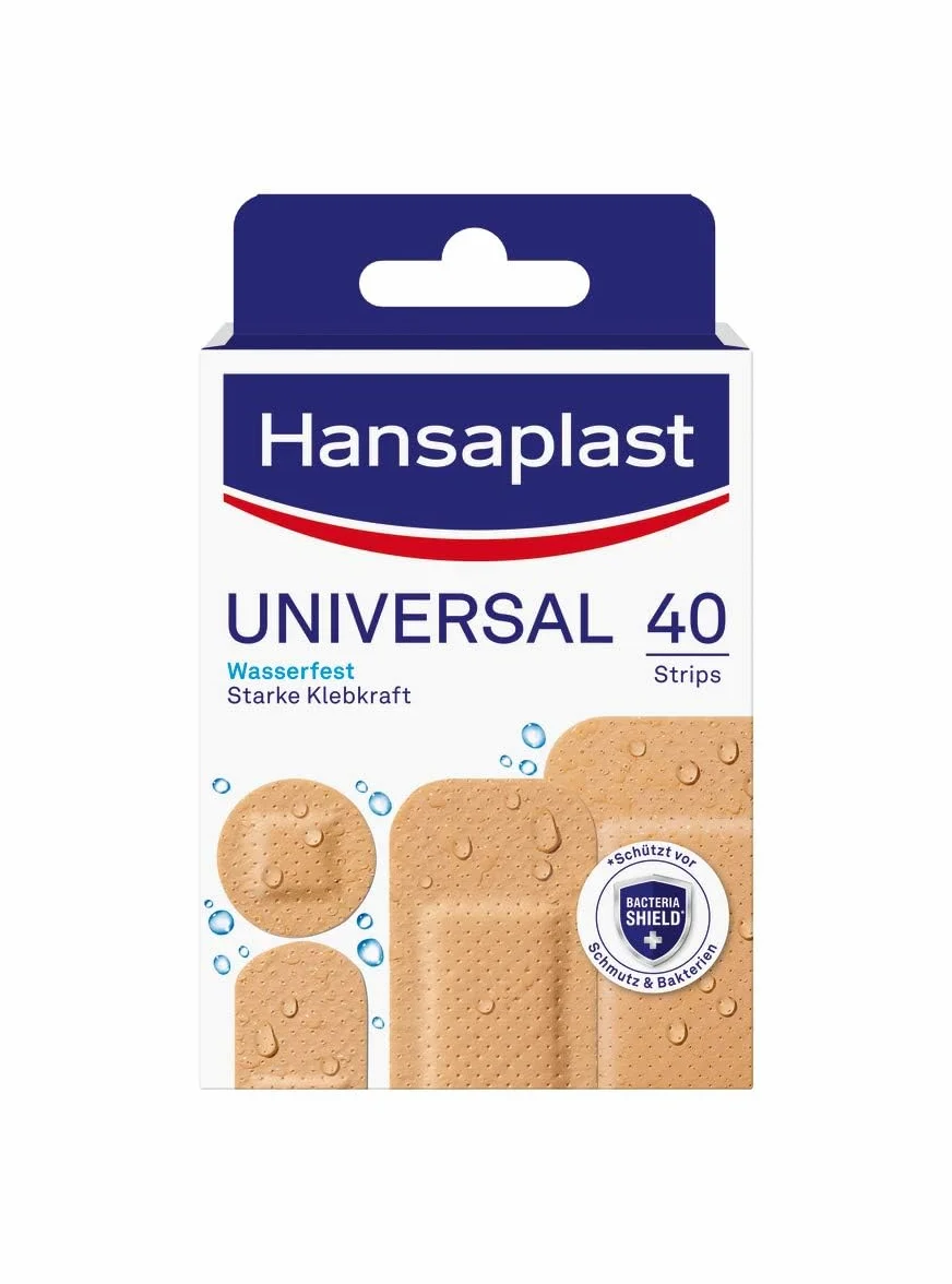Hansaplast Uniwersalne plastry 40 pasków, wodoodporne, bakteriobójcze