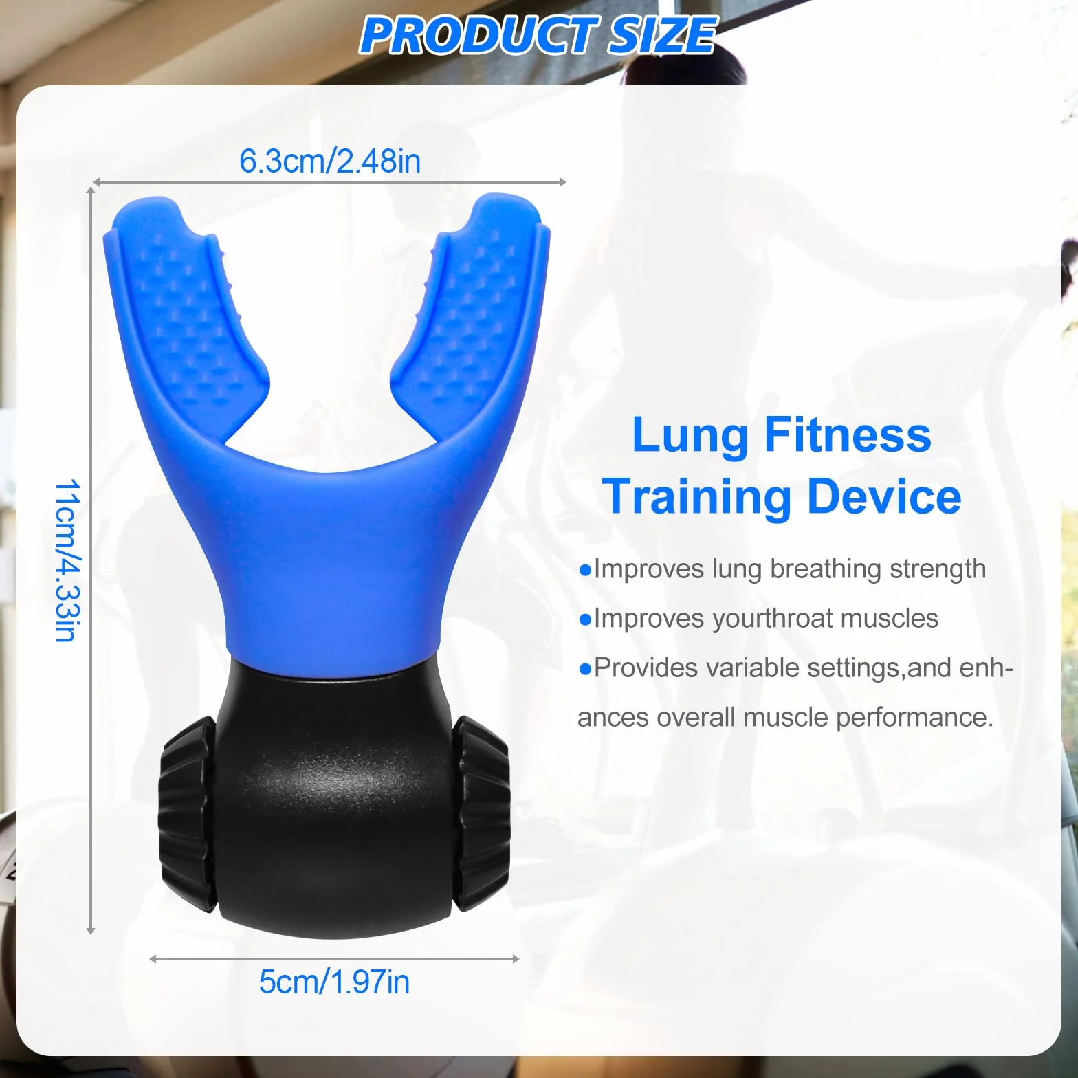 oxyfit Oxyfit trener oddychania, trener oddechu, płuc, trener oddechowy, trener ćwiczeń oddechowych z regulowanymi opornikami dla zwiększenia wytrzymałości oddechowej – niebieski