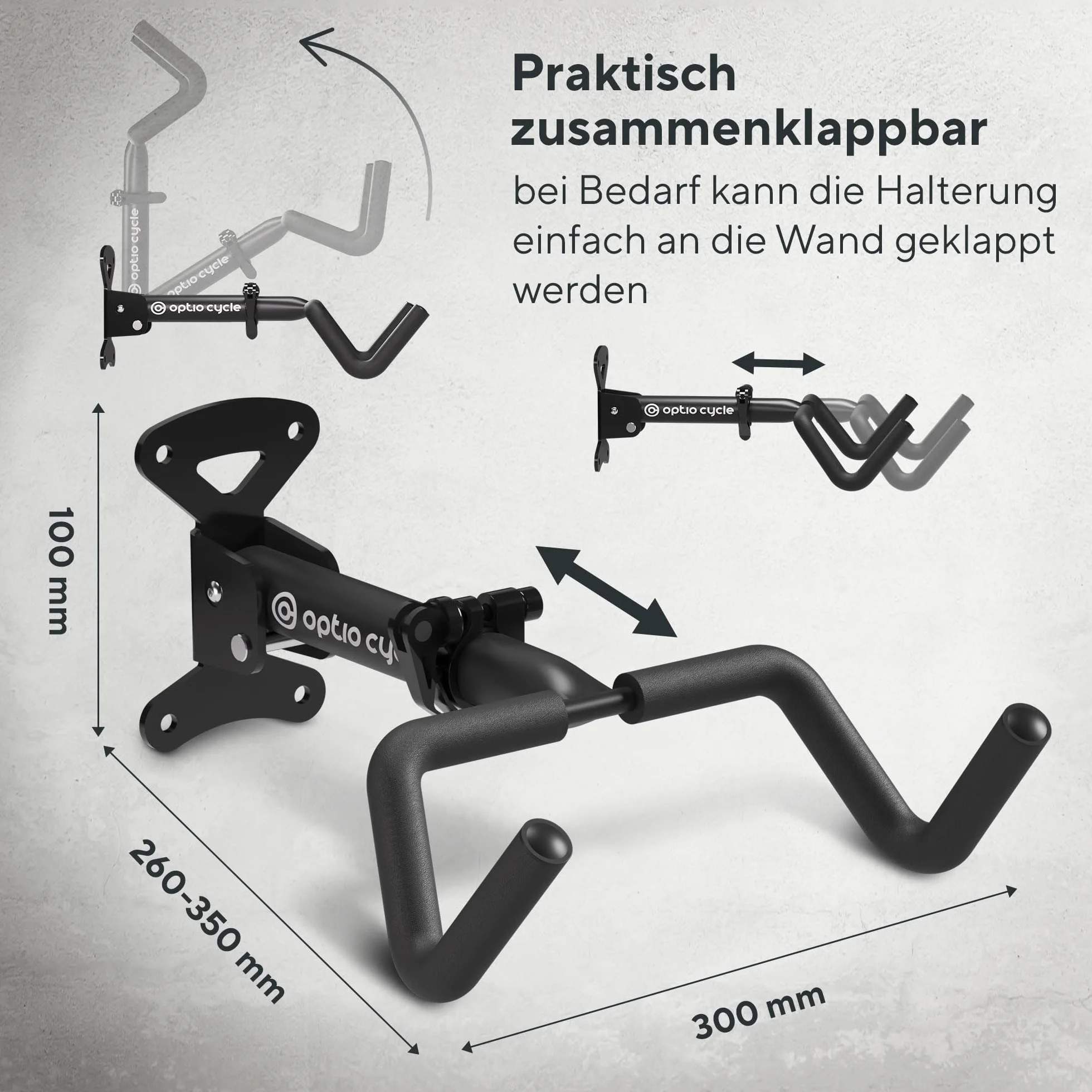Uchwyt Rowerowy na Ścianę Poziomy Składany – Wieszak na Rower do E-Bike, MTB, Gravel i Roweru Szosowego do 25 kg | Stojak do Garażu, Piwnicy i Mieszkania