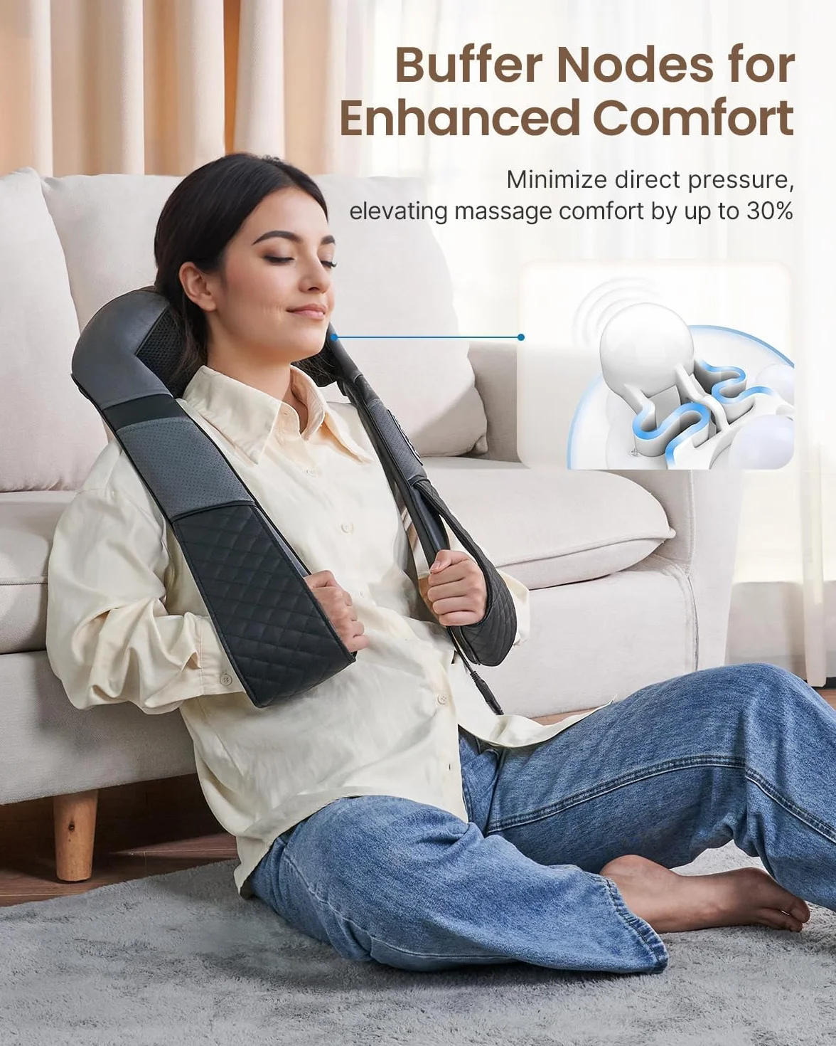 RENPHO Back Neck Massager with Heat, Shiatsu Shoulder Massager with Electric Deep Tissue Kneading Massage, Pain Relief on Neck, Back, Shoulder, Waist, Leg, Calf - Use at Home, Office