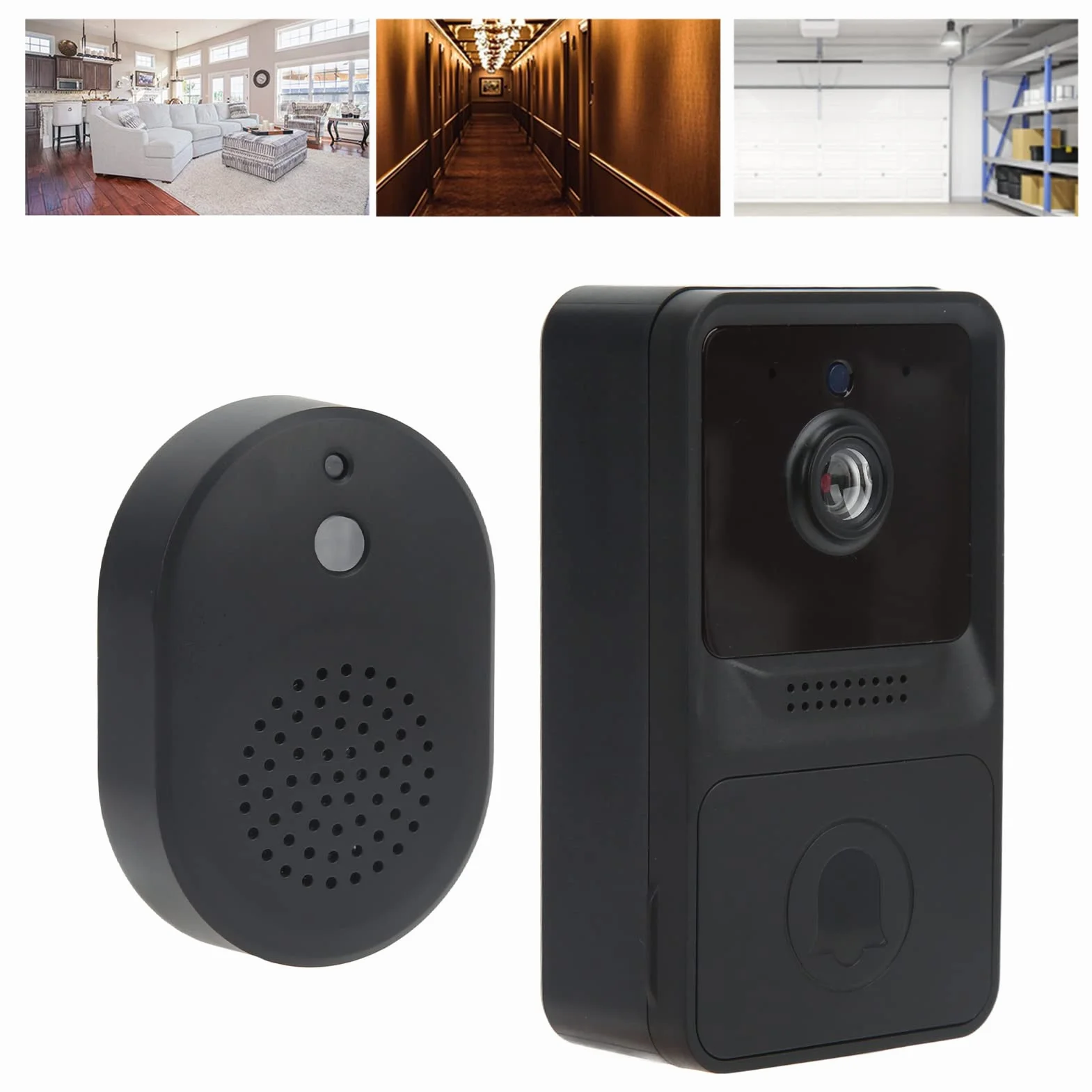 Kamera Wideo z Dzwonkiem WiFi, Inteligentna Bezprzewodowa Kamera Dzwonkowa z Dzwonkiem, 2-drożny Dźwięk, Dzwonek Wideo na Baterie 1000mAh do Nadzoru Bezpieczeństwa