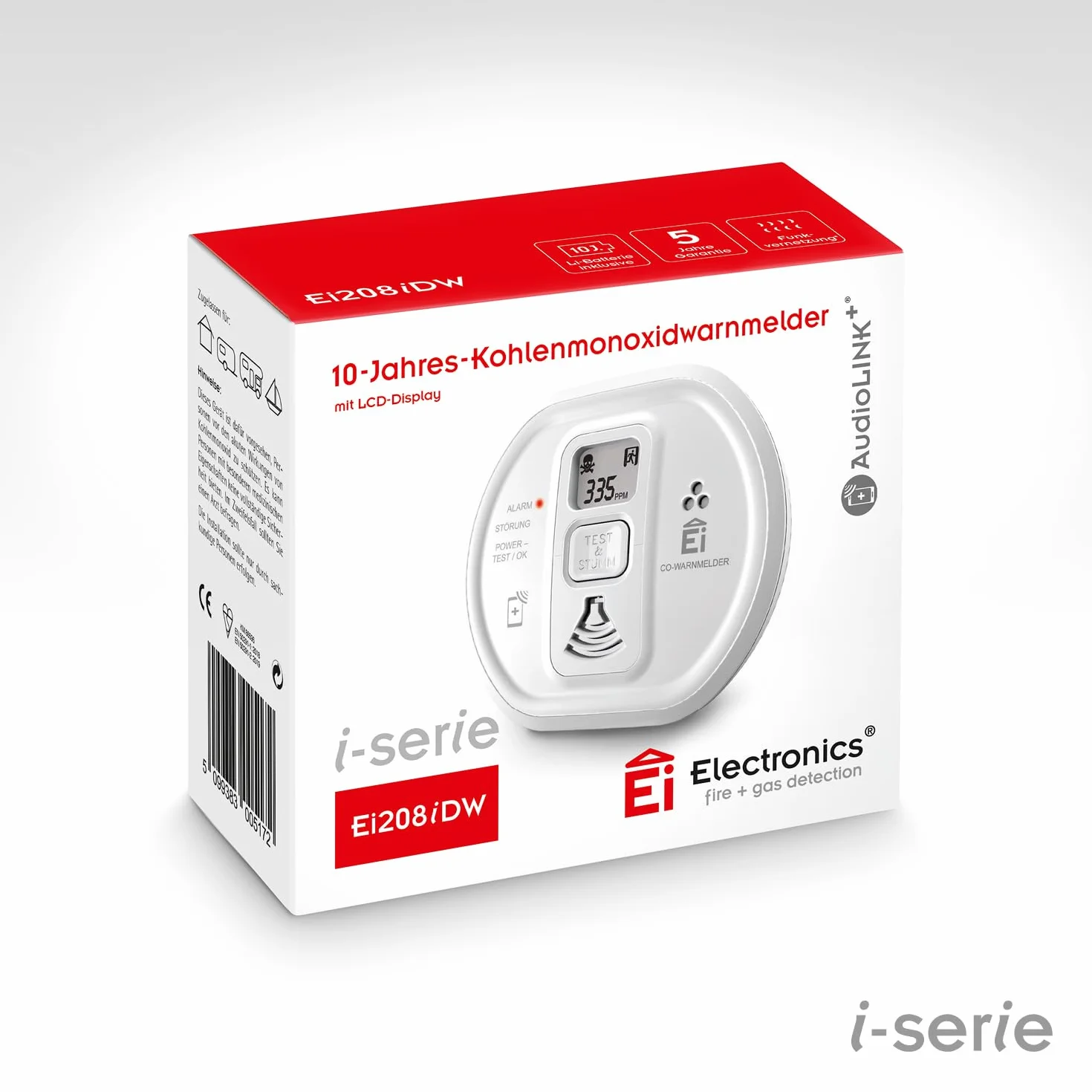 Ei Electronics Ei208Idw-3xd Czujnik Tlenku Węgla z Wyświetlaczem LCD, 3V, Biały