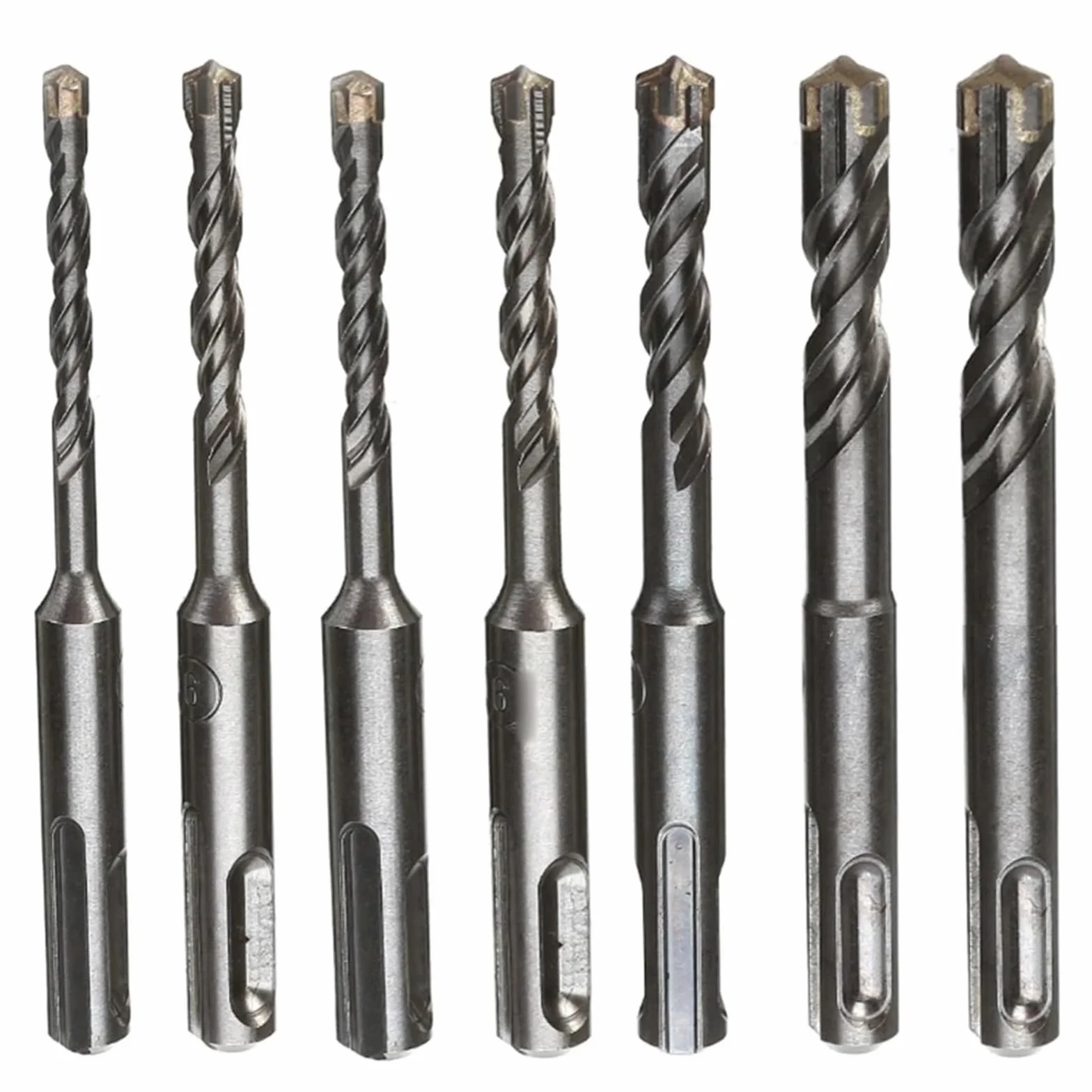7-częściowy zestaw wierteł udarowych — wiertła węglikowe o długości 110 mm do betonu, kamienia i cegły — średnica od 4 mm do 12 mm