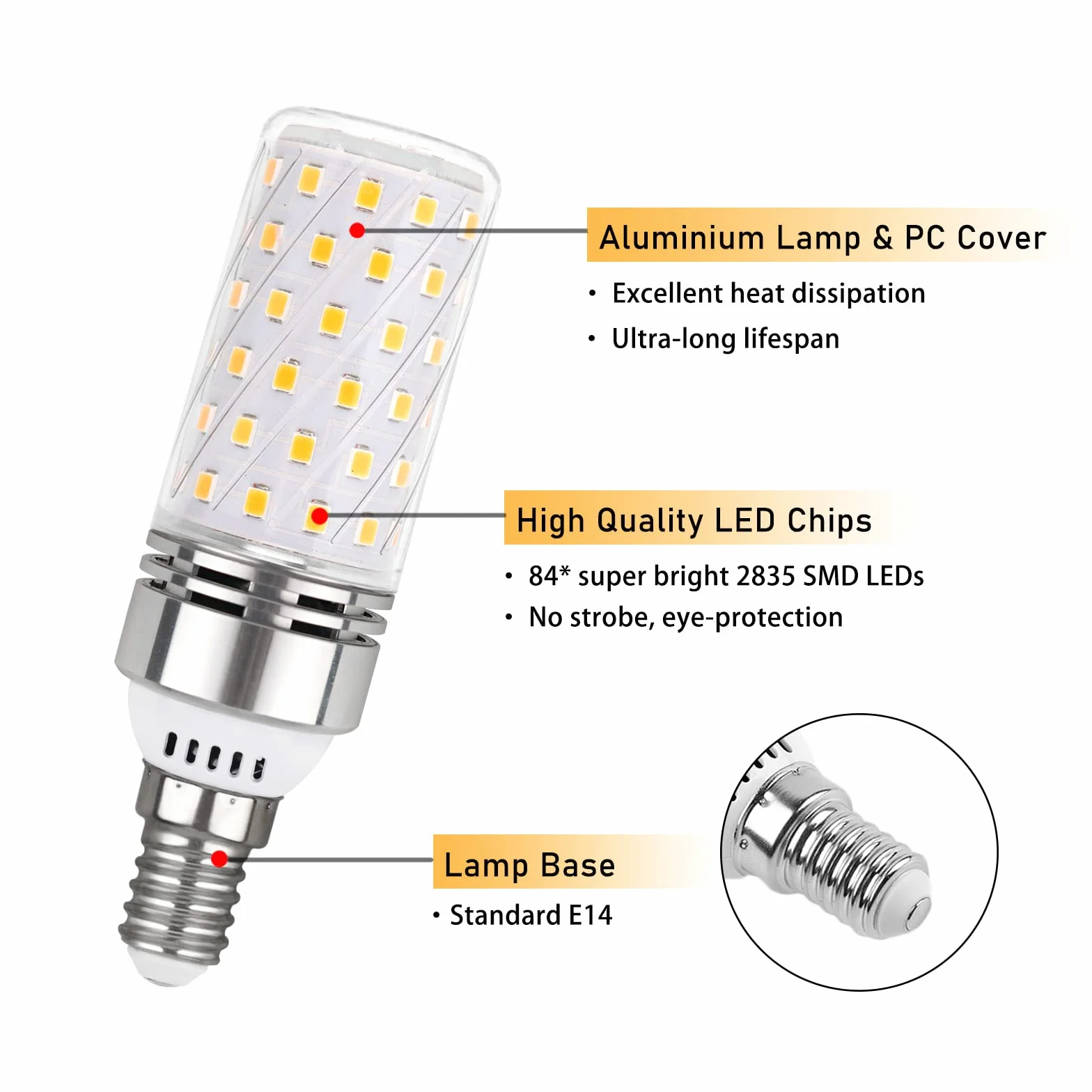Lot de 2 ampoules LED E14 12 W Blanc naturel 4000 K 1450 lm, 230 V, équivalent aux ampoules halogènes E14 100 W, petites vis, ampoules de plafond SES, non dimmables