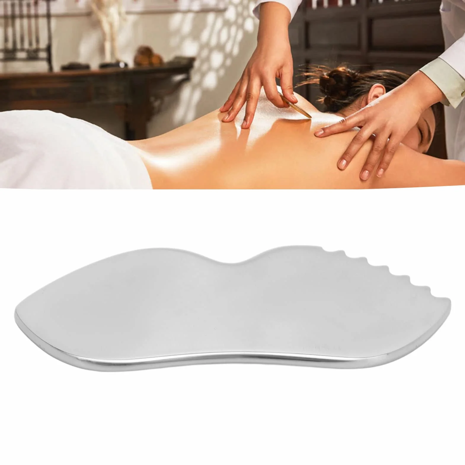Gua Sha Deska do Masażu ze Stali Nierdzewnej 304 Narzędzie do Łagodzenia Bólu Tkanek Miękkich