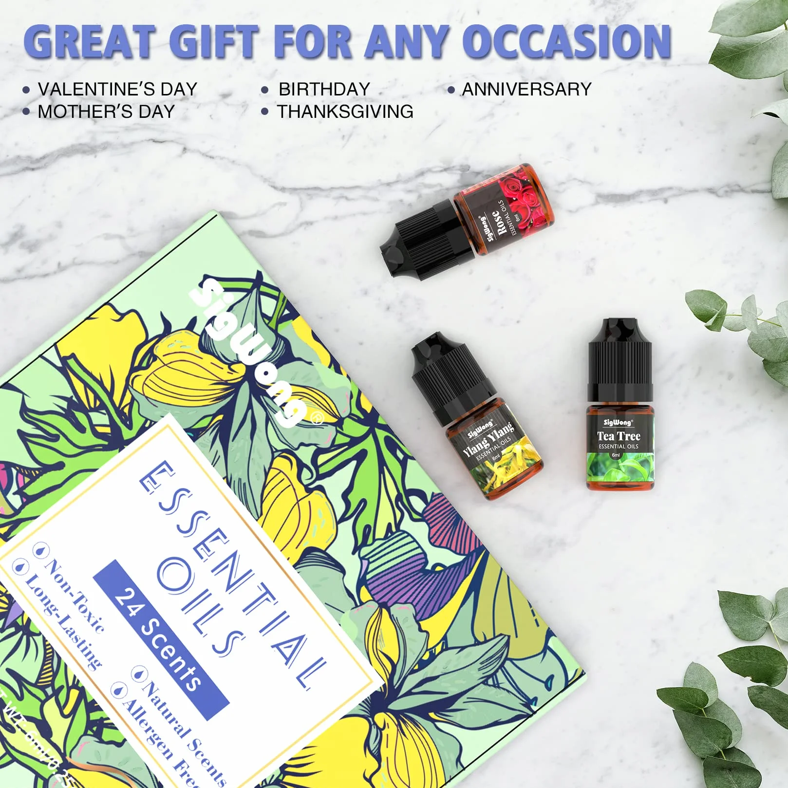 Zestaw 24 czystych naturalnych olejków eterycznych 6 ml do aromaterapii masażu dyfuzorów