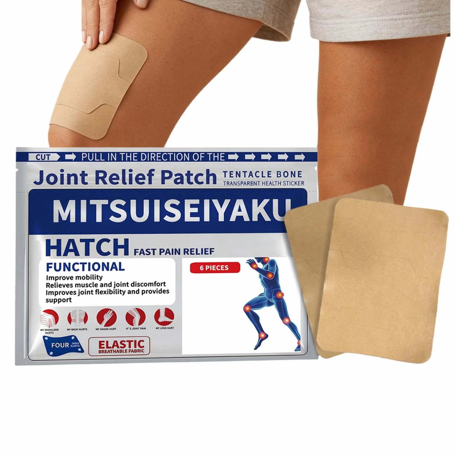 Naszywka na stawy, szybkie usuwanie wilgoci, 6 sztuk, plaster łagodzący kolana, podkładka na mięśnie pleców, delikatny komfort, idealna do stawu kolanowego, pleców, szyi, ramion, nóg