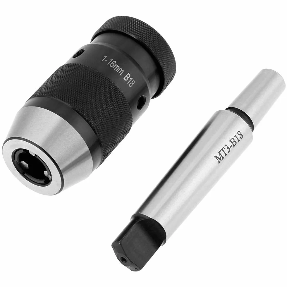 Bezkluczowy Uchwyt Wiertarski do Tokarki o Pojemności 0-16 Mm Trzpienie MT3-B18, Solidna Stal 45#, łatwe Mocowanie, Szeroko Stosowane w Wiertarkach i Frezarkach