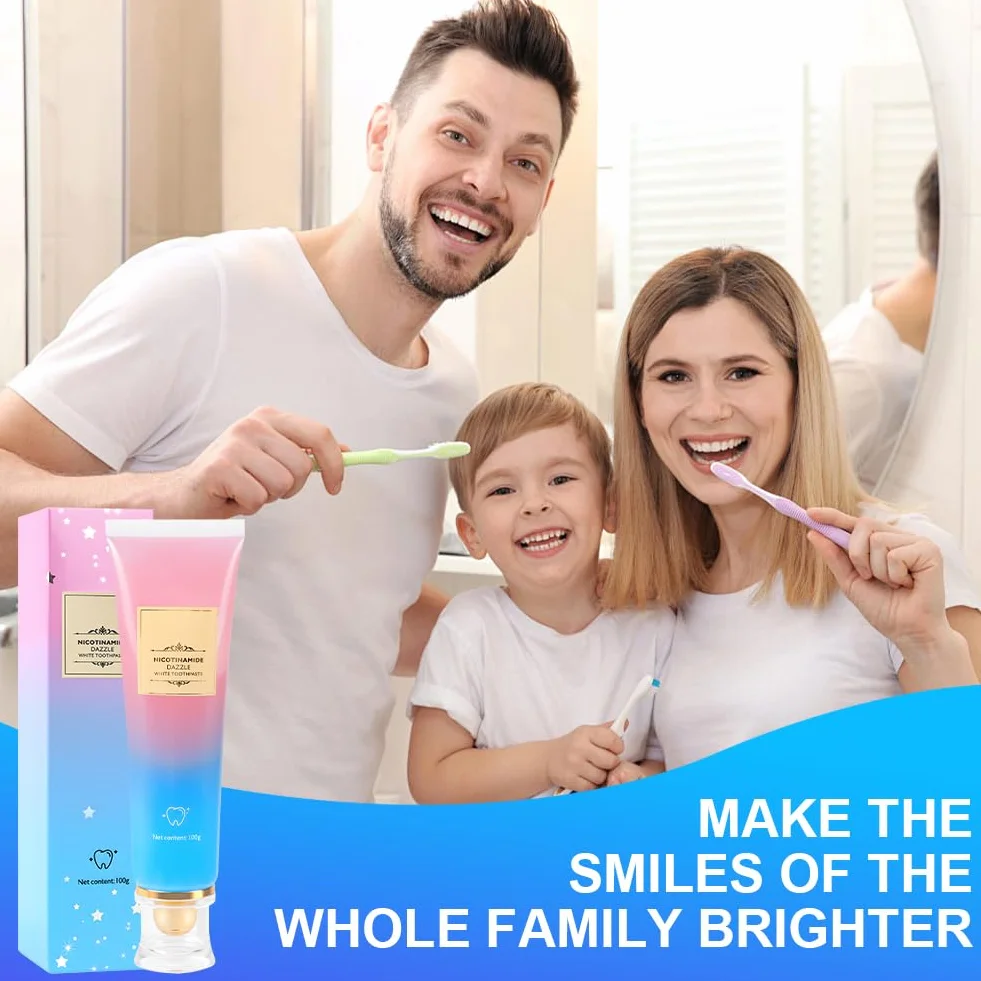 Niacynamid Wybielająca Pasta Do Zębów,100G Wybielająca Pasta Do Zębów Z Nikotynamidem,Niacynamid Wybielanie Toothpaste,Whitening Toothpaste bez fluorku do pielęgnacji dziąseł i świeżego oddechu