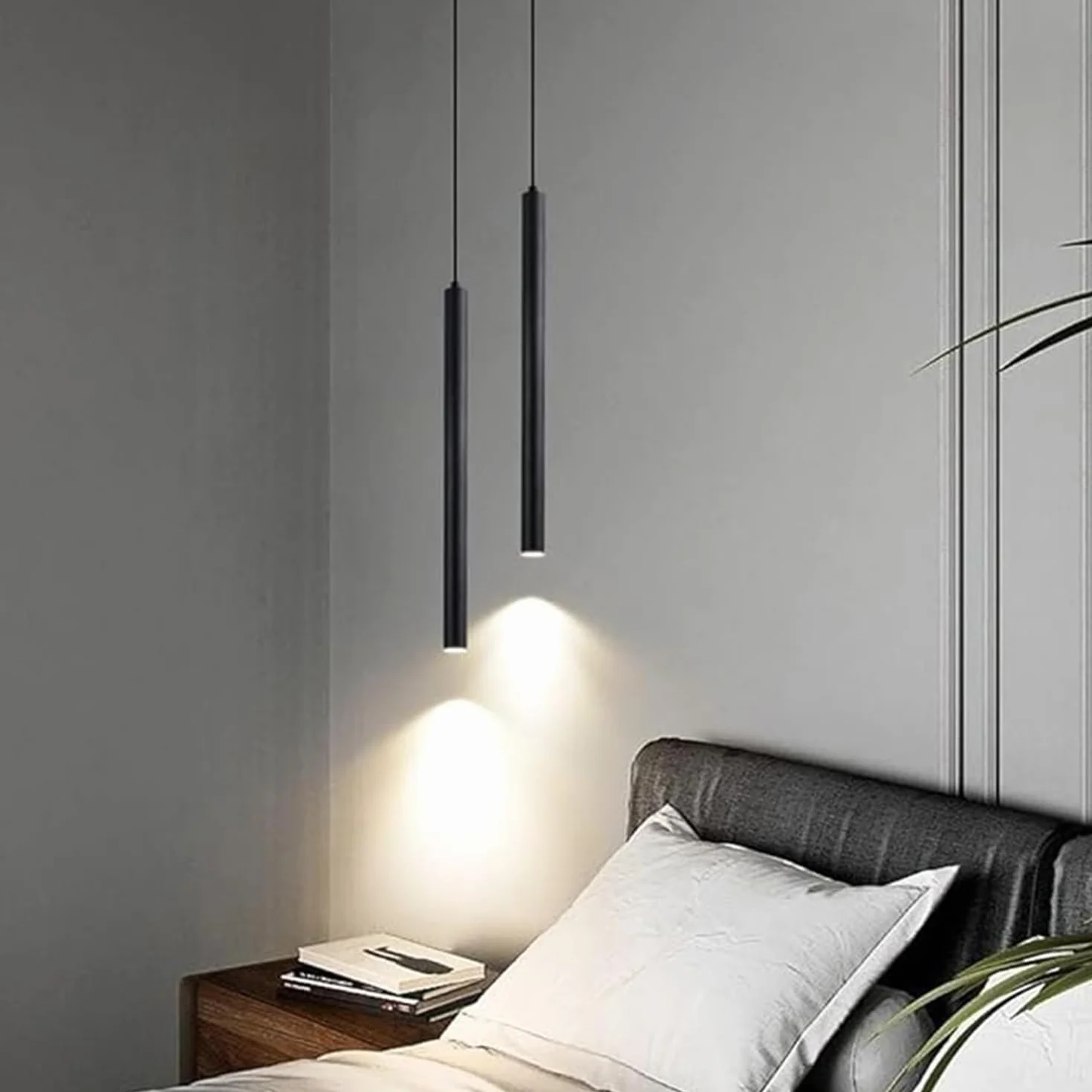 Lampa wisząca LED nowoczesny minimalistyczny żyrandol design 2 reflektory LED oprawa sufitowa aluminiowa lampa wisząca czarna do jadalni sypialni salonu, 30 cm