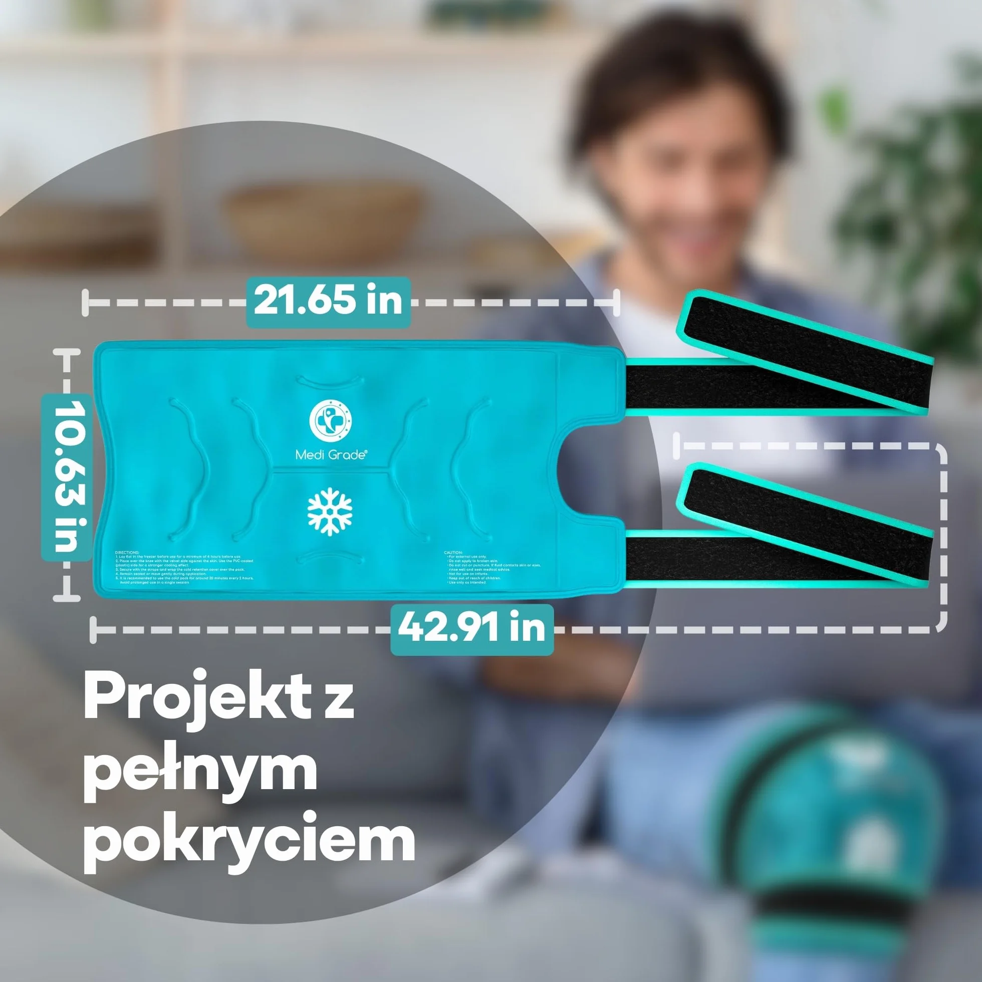 Medi Grade Kompres Żelowy Chłodzący Na Kolano – Dwuwarstwowy Okład Chłodzący z Pokrowcem – Wielorazowy