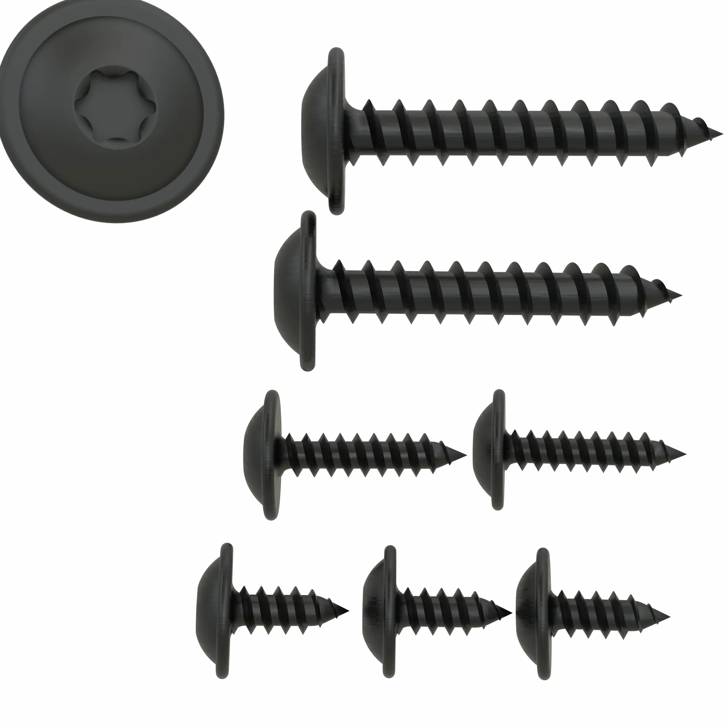 AUPROTEC 100x śruba TORX, wkręt TORX do blach 4,2 x 32 mm łeb płaski, czarny ocynkowany DIN 7049 4,2 x 32 mm, 100 sztuk