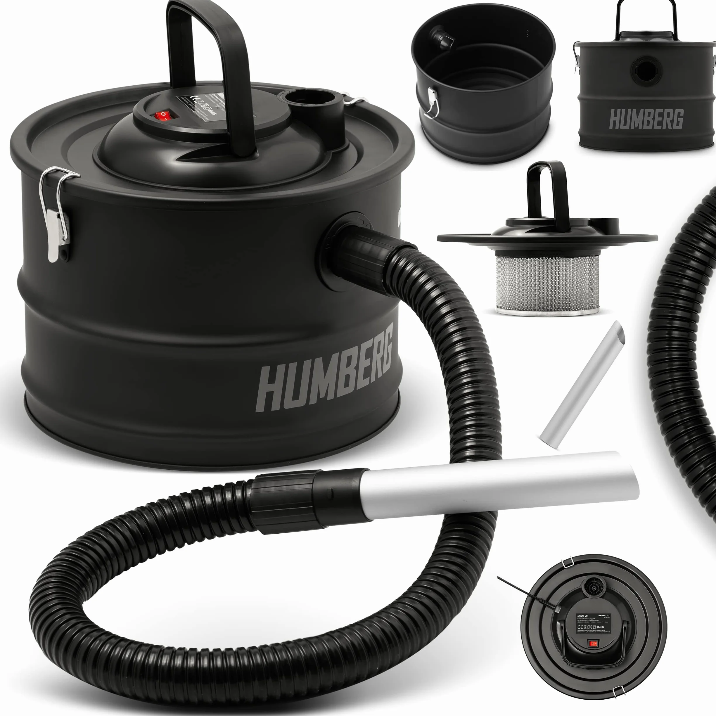 Odkurzacz przemysłowy Humberg 15L 1200W HM-404 Odkurzacz na sucho do popiołu i gruzu Bezworkowy