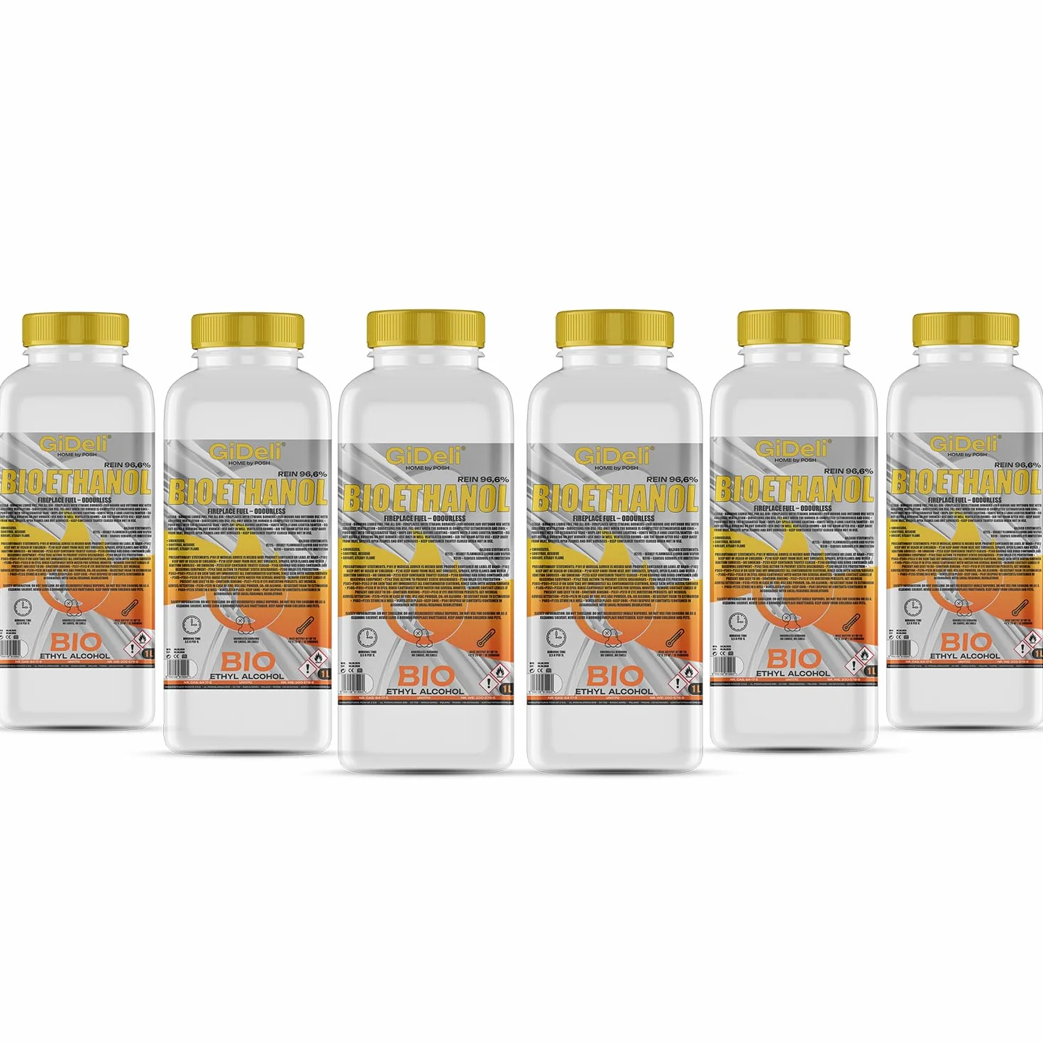 GiDeli bioetanol 6 l, etanol 96,6% ekologiczny alkohol, bezzapachowy, czysty, do kominków wewnątrz i na zewnątrz