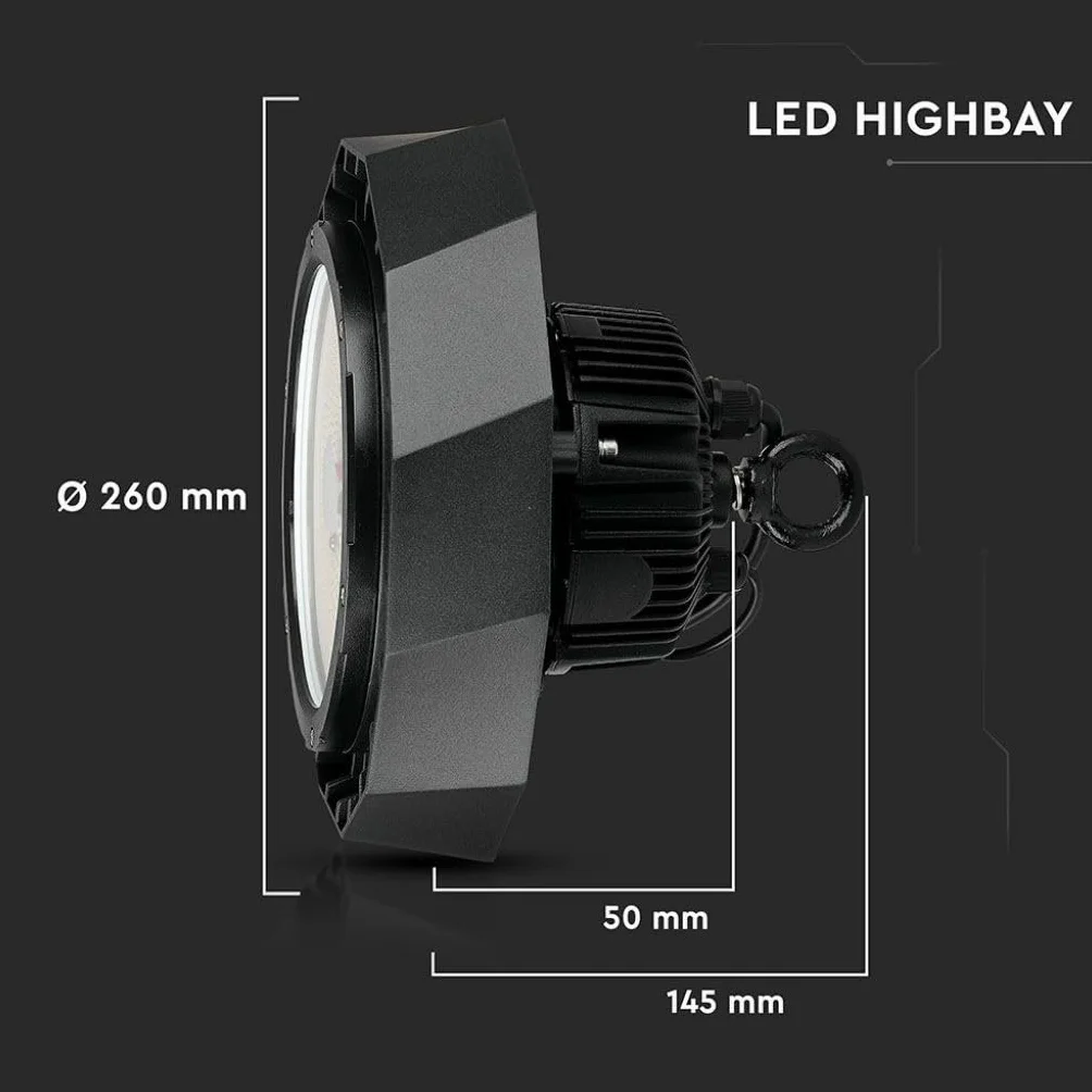 LEDLUX FE56100N reflektor LED dzwonek przemysłowy UFO 100W 4000k 90 stopni 120 lm/W IP65 ściemnialny 1-10 V Smd Chip Samsung 5 lat SKU-583