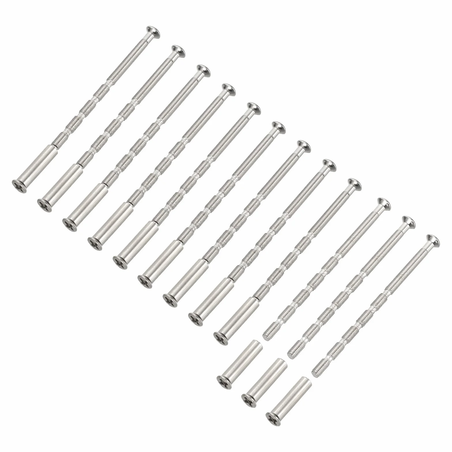 PATIKIL 12 zestaw śrub krzyżakowych z łącznikami z tulejami M3x60mm i nakrętkami M3x16mm, zestaw śrub łączących do szuflad, szafy, drzwi, okien, srebrne śruby meblowe