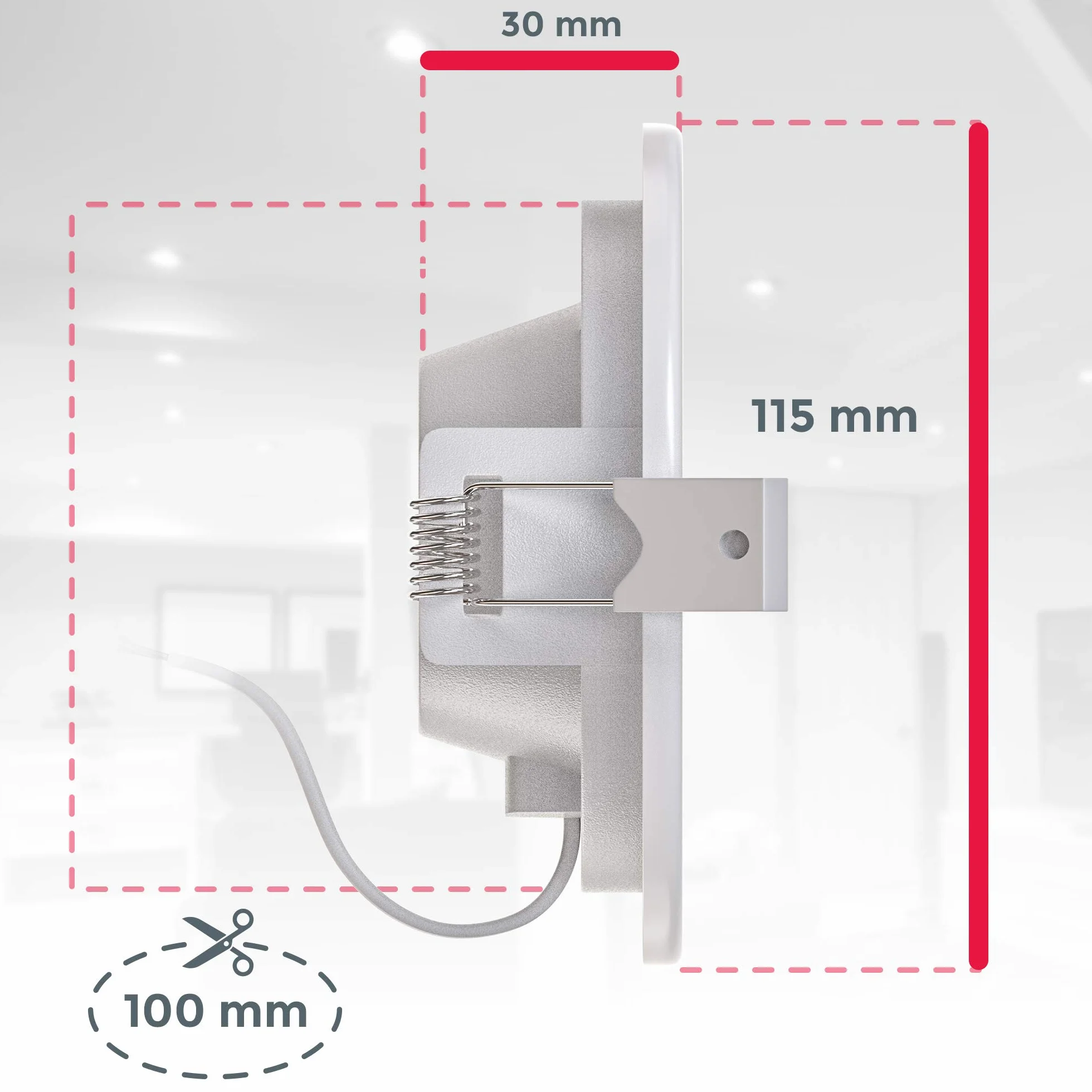 B.K.Licht zestaw 3 ściemnianych reflektorów LED do zabudowy w łazience, ultra-cienki, wycięcie na suficie Ø 100 mm / 3,94 cala, wbudowane moduły LED 6 W, 600 lm, ciepłe białe światło 3000 K, IP44, nie wymaga transformatora 230 V
