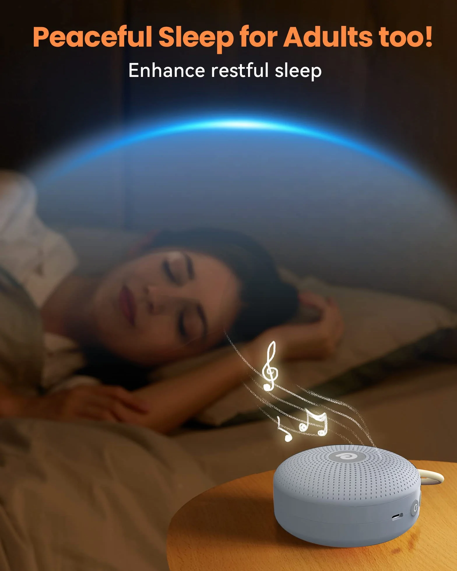 Dreamegg White Noise Machine – D11Max pomoc w zasypianiu dla dzieci i dorosłych, przenośna maszyna dźwiękowa dla niemowląt z super akumulatorem, 21 uspokajających dźwięków, maszyna dźwiękowa dla dorosłych, kolor niebieski
