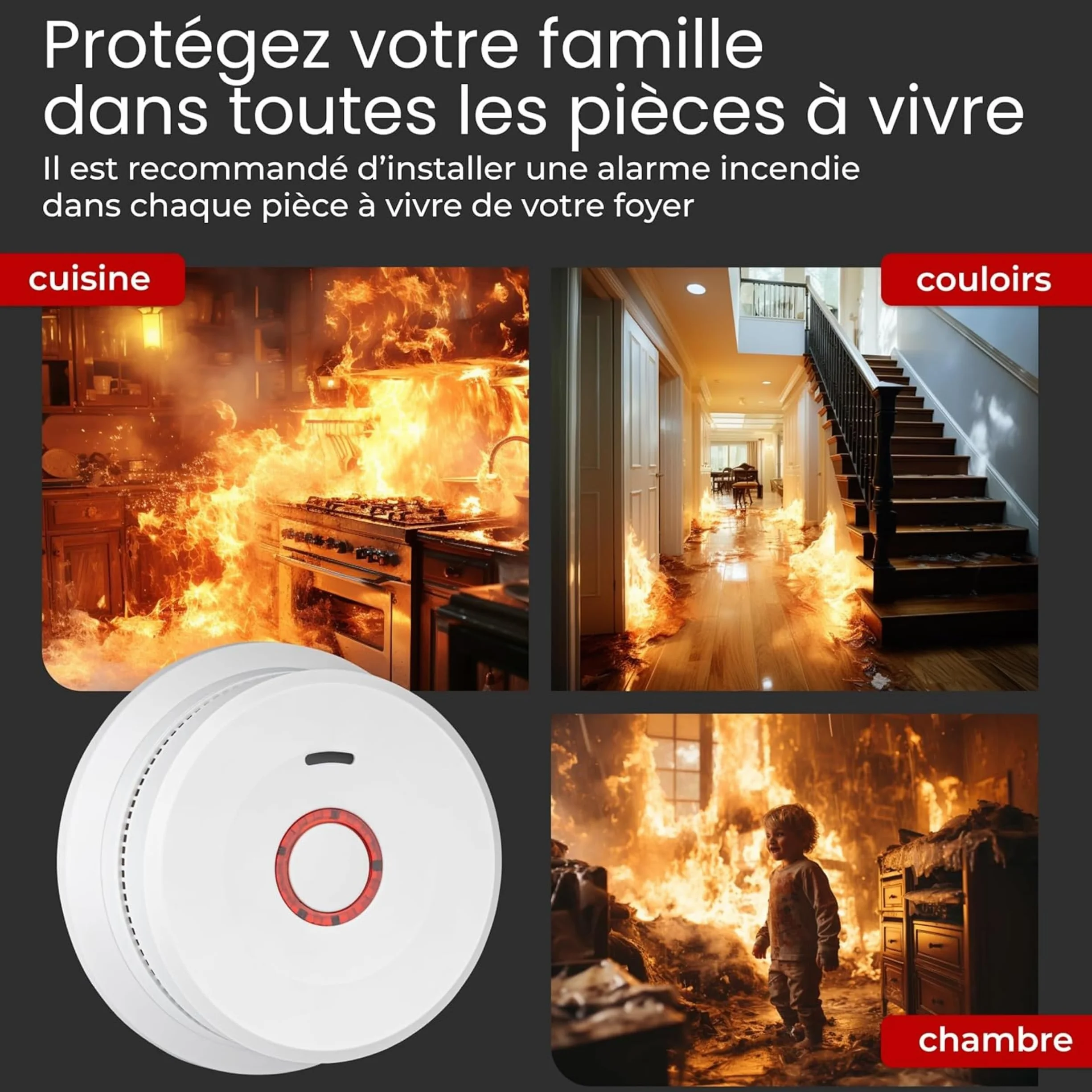Czujnik dymu WiFi NF alarm przeciwpożarowy EN14604 dom inteligentny