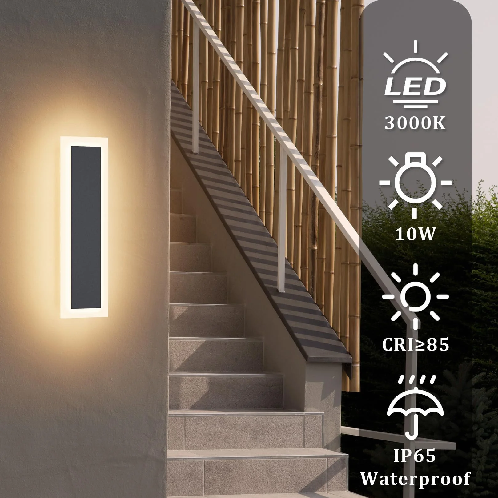 Klighten 2 sztuki LED lampa ścienna zewnętrzna, antracytowa, do użytku na zewnątrz/do wnętrz, nowoczesna lampa zewnętrzna, IP65, lampa zewnętrzna, żelazo akryl, lampa ścienna do ogrodu/tarasu, ciepła