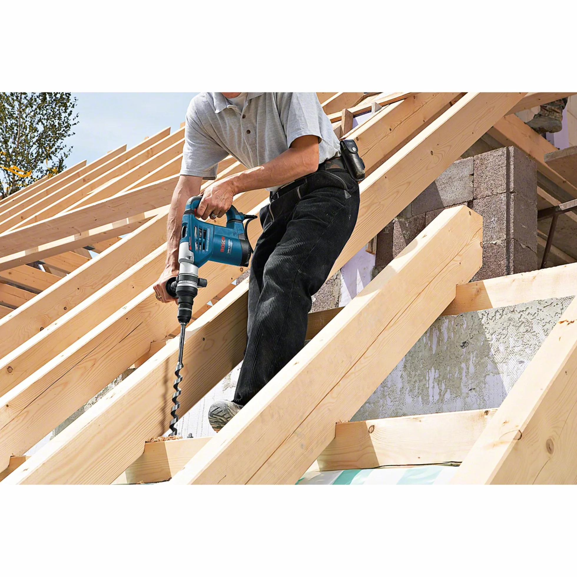 Bosch Professional Młot udarowo-obrotowy GBH 4-32 DFR (900 W, 4,2 J, SDS plus, wszechstronny młotek wielofunkcyjny, ogranicznik głębokości 310 mm, w zestawie dodatkowy uchwyt i ściereczka do maszyny,