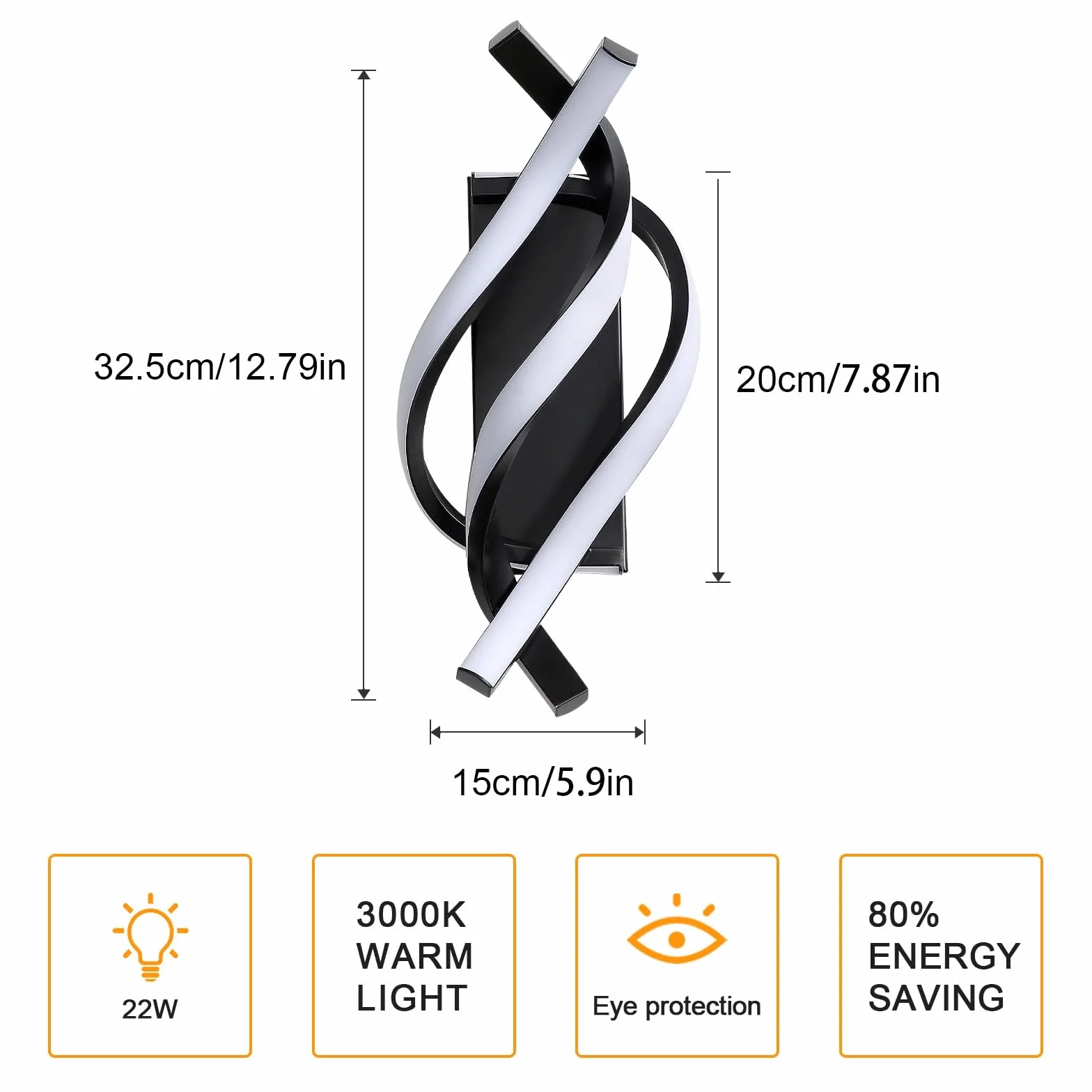 Comely Kinkiet LED 22W 2500LM Prosta Lampa Ścienna Wewnętrzna