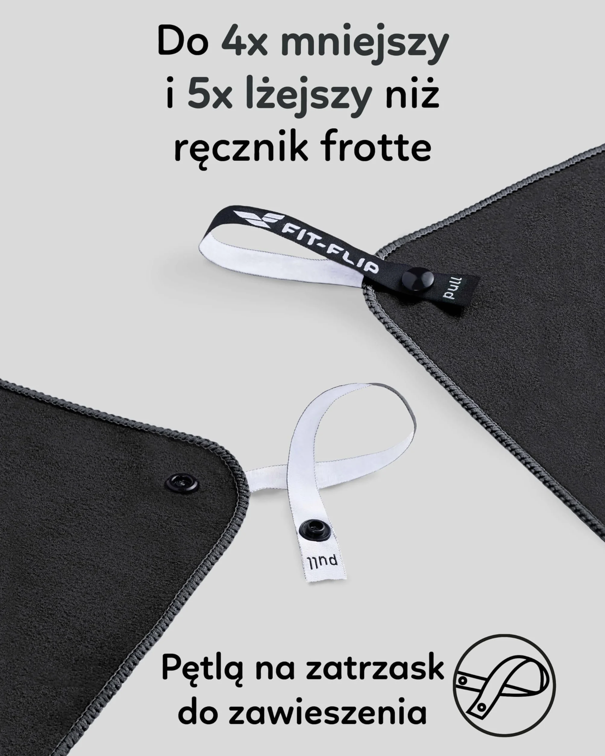 Fit-Flip Ręcznik z mikrofibry - kompaktowy, ultralekki i szybkoschnący - ręczniki z mikrofibry - idealne ręczniki sportowe, plażowe i podróżne - (1x 30x50cm Czarny)