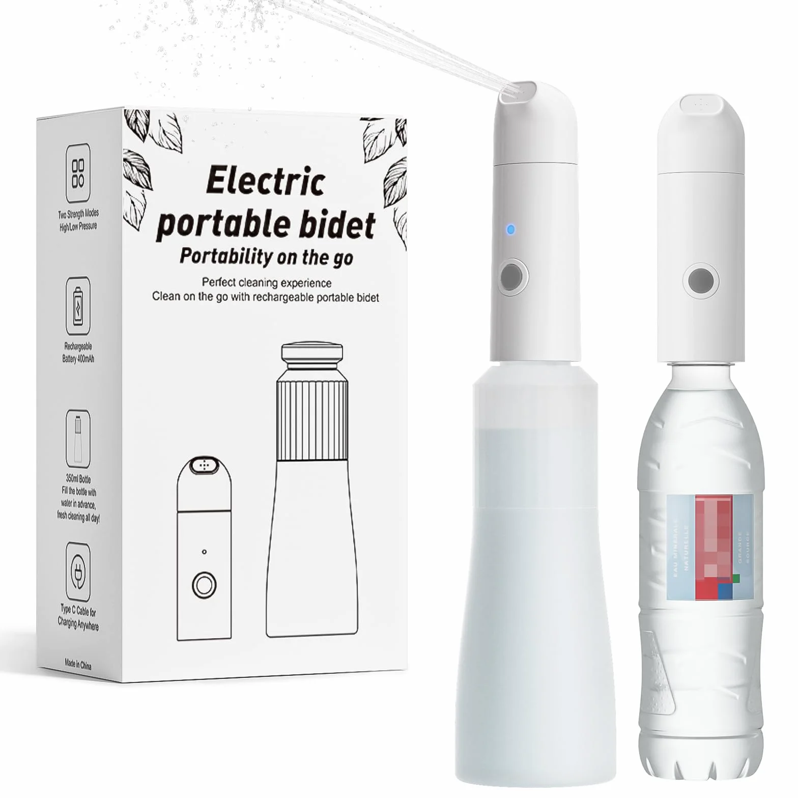 Przenośny Bidet Podróżny Elektryczny Spryskiwacz Bidetowy 350mL IPX7 Wodoodporny Ładowany